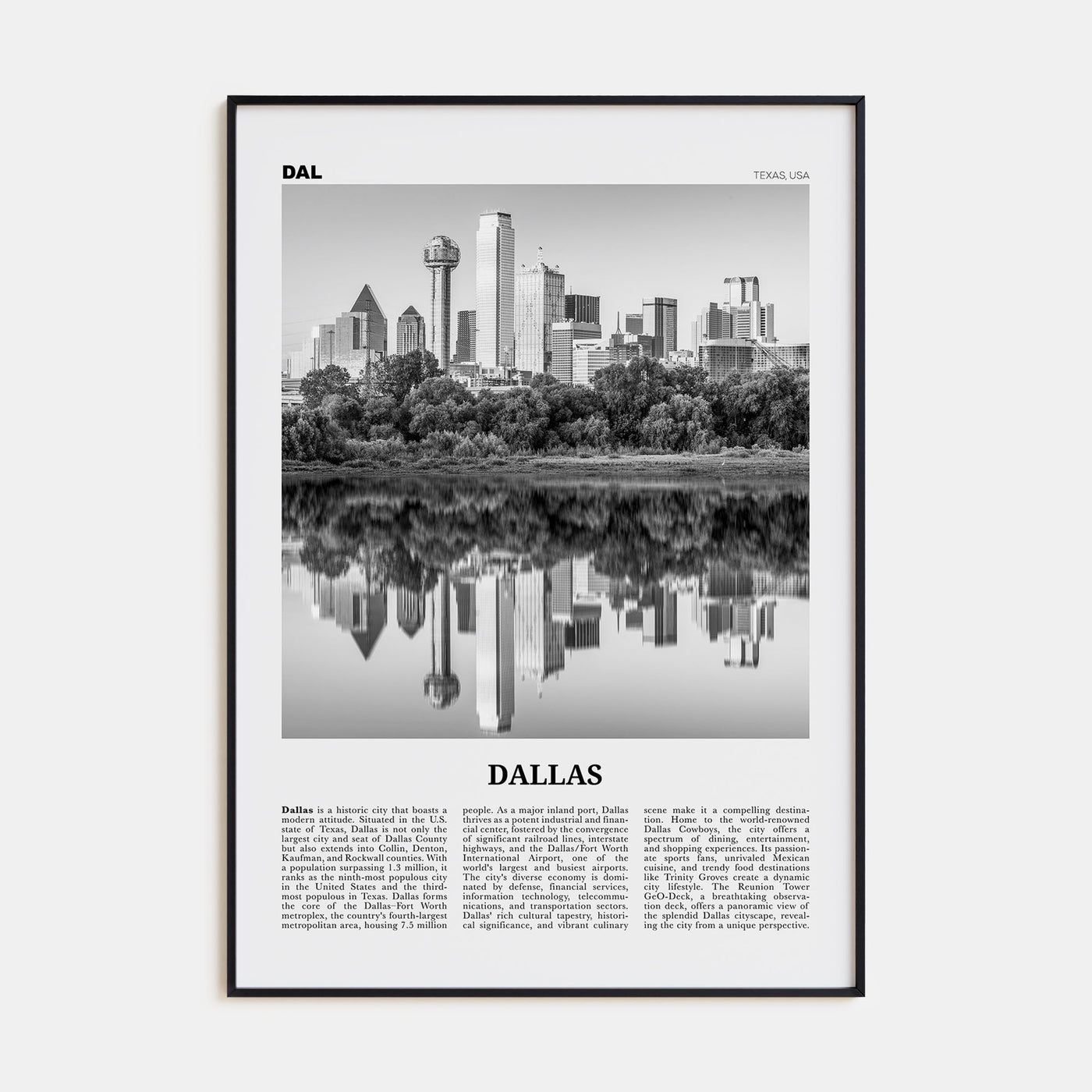 Dallas Travel B&W No 1 Poster