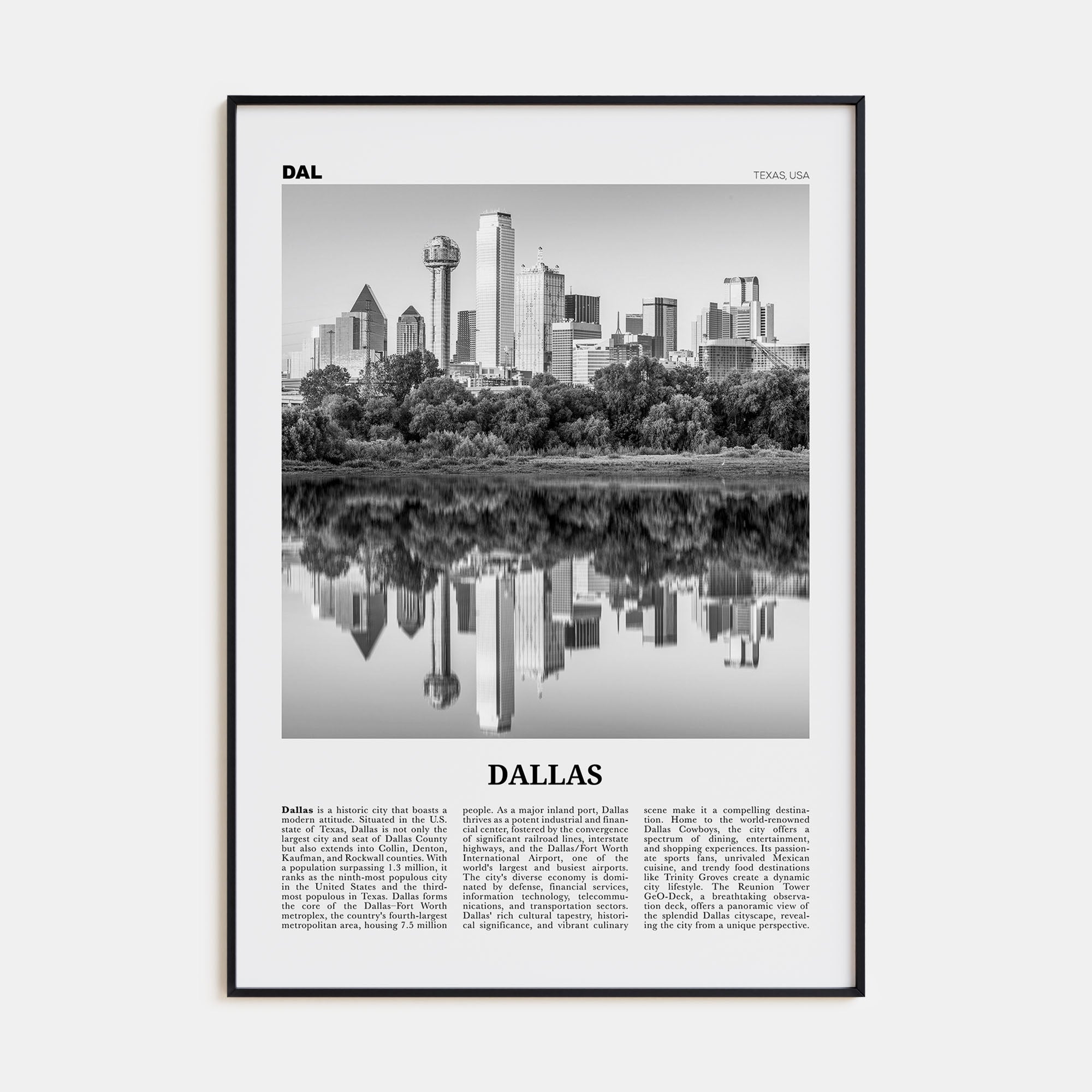 Dallas Travel B&W No 1 Poster
