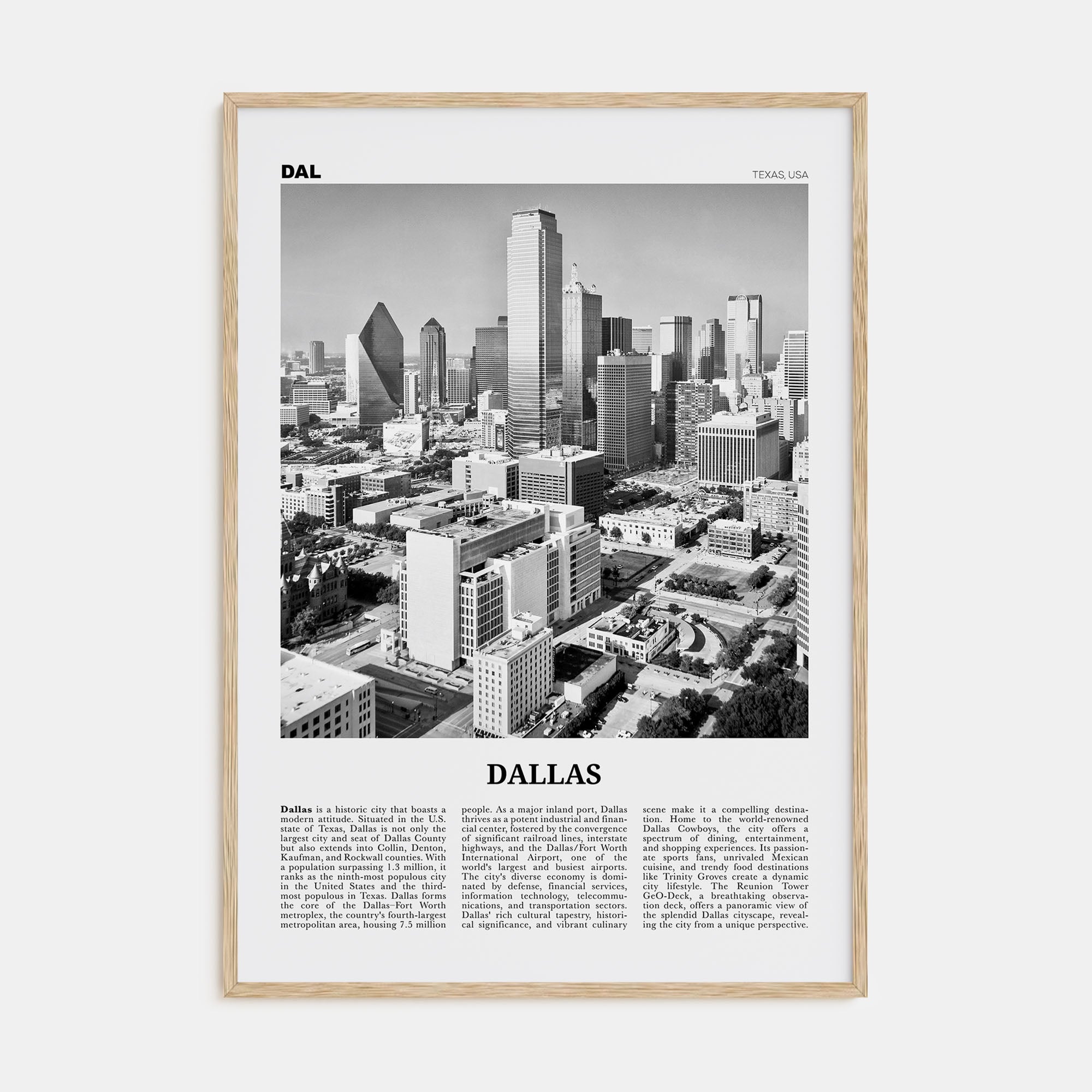 Dallas Travel B&W No 2 Poster