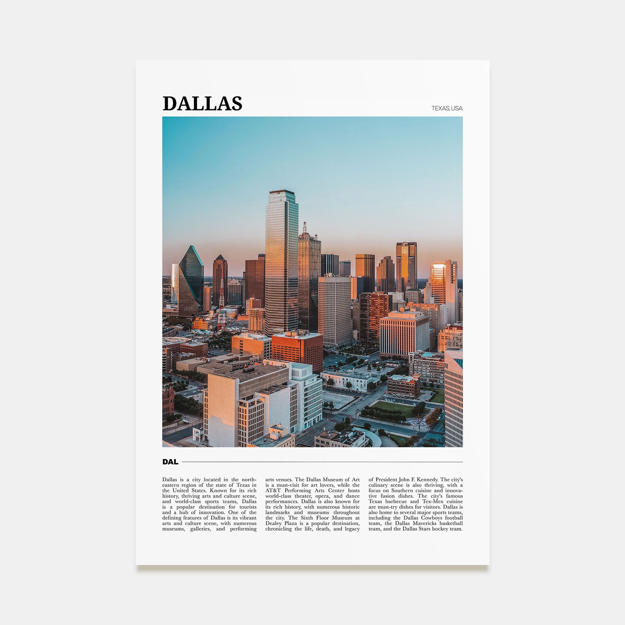 Dallas Travel Color No 1 Poster