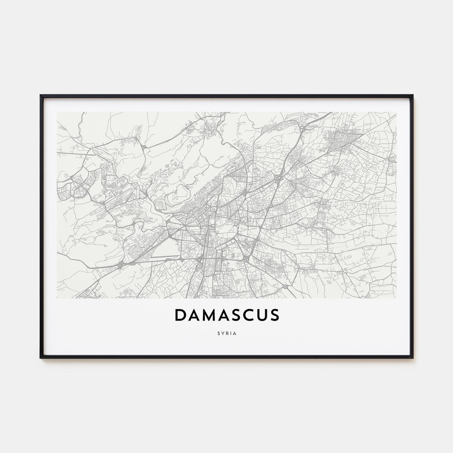 Damascus Map Landscape Poster