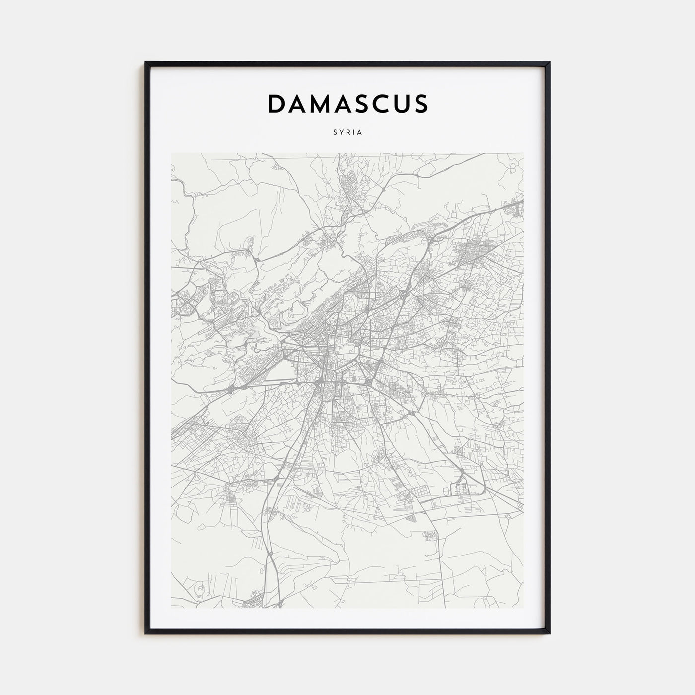 Damascus Map Portrait Poster