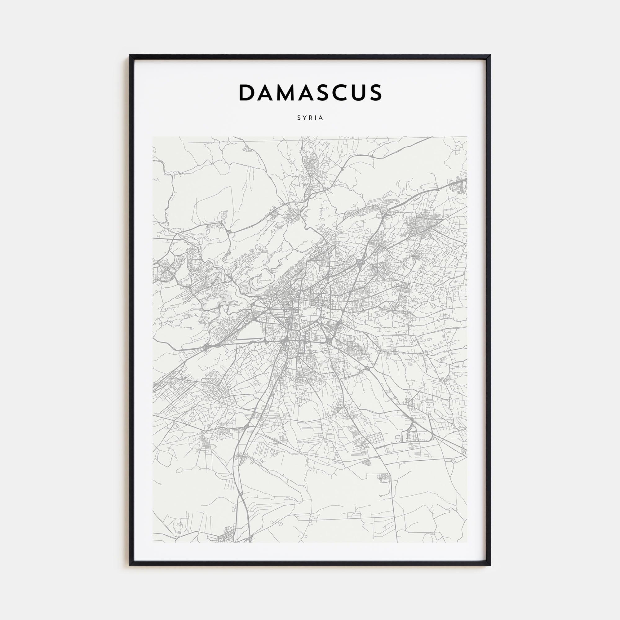 Damascus Map Portrait Poster
