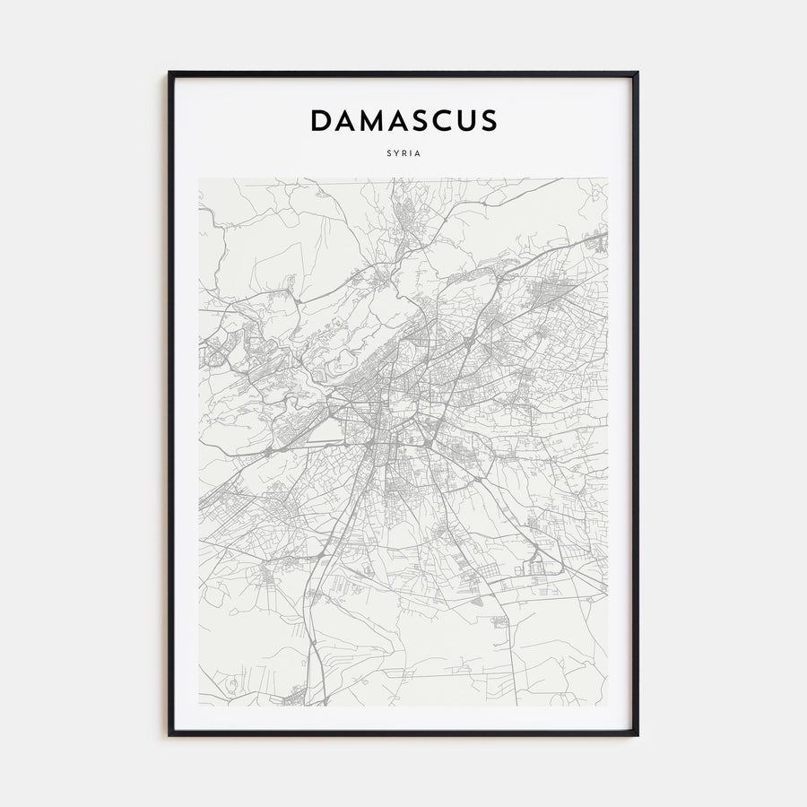 Damascus Map Portrait Poster