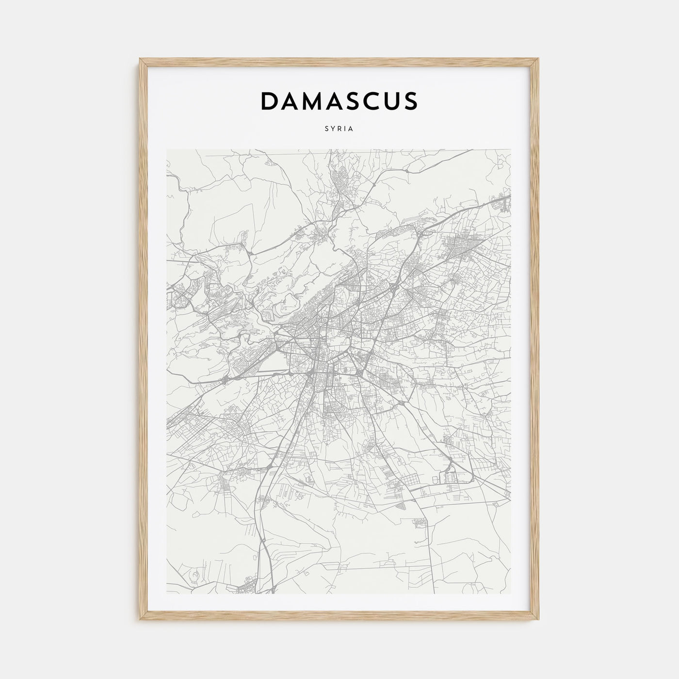 Damascus Map Portrait Poster