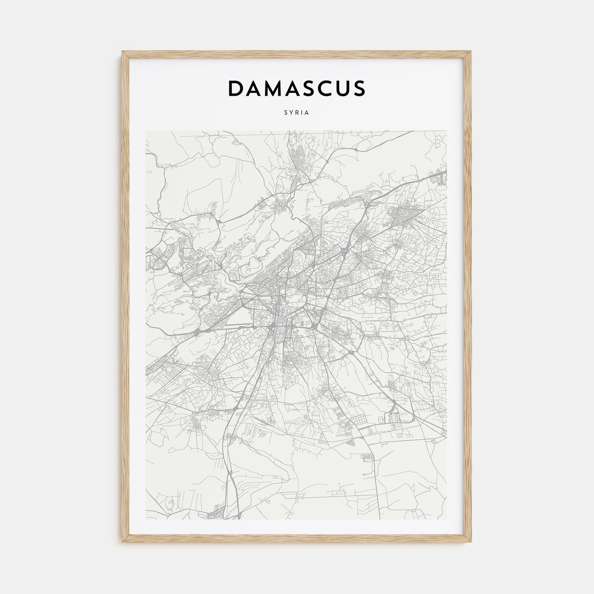Damascus Map Portrait Poster