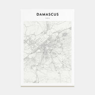 Damascus Map Portrait Poster