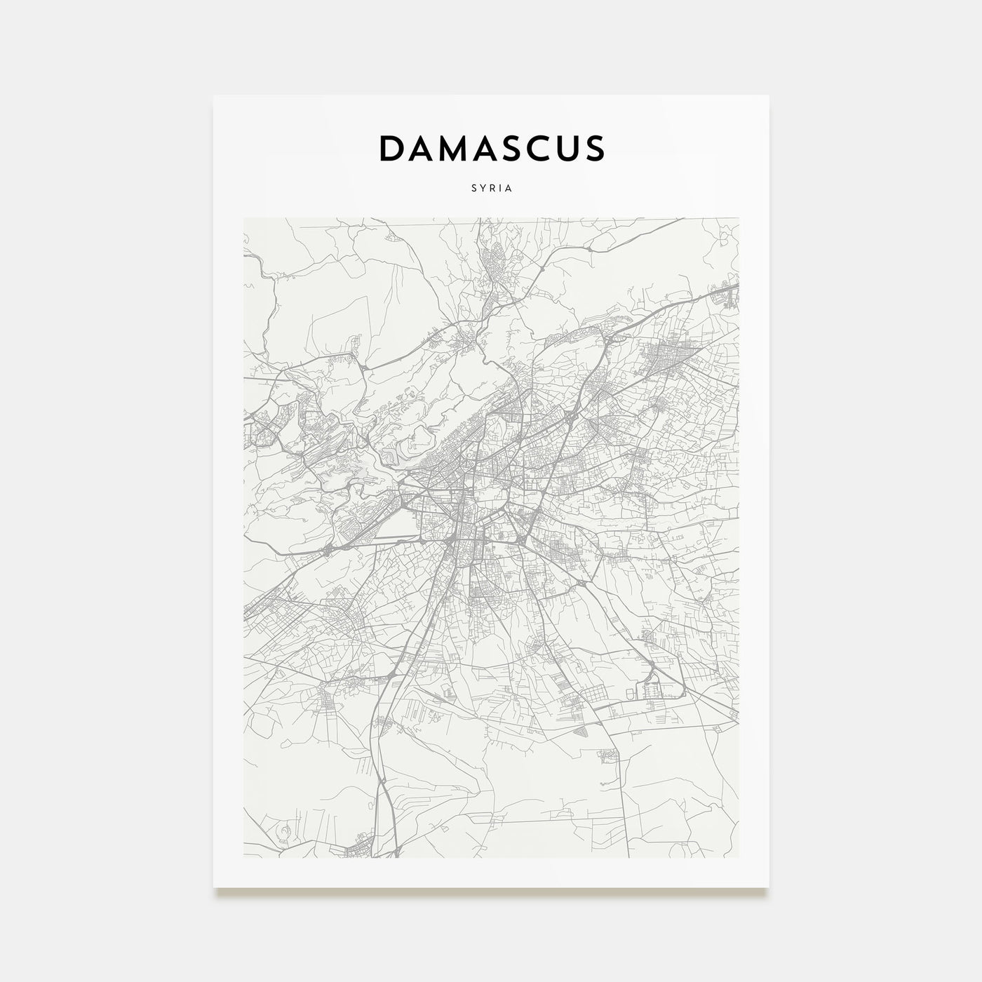 Damascus Map Portrait Poster