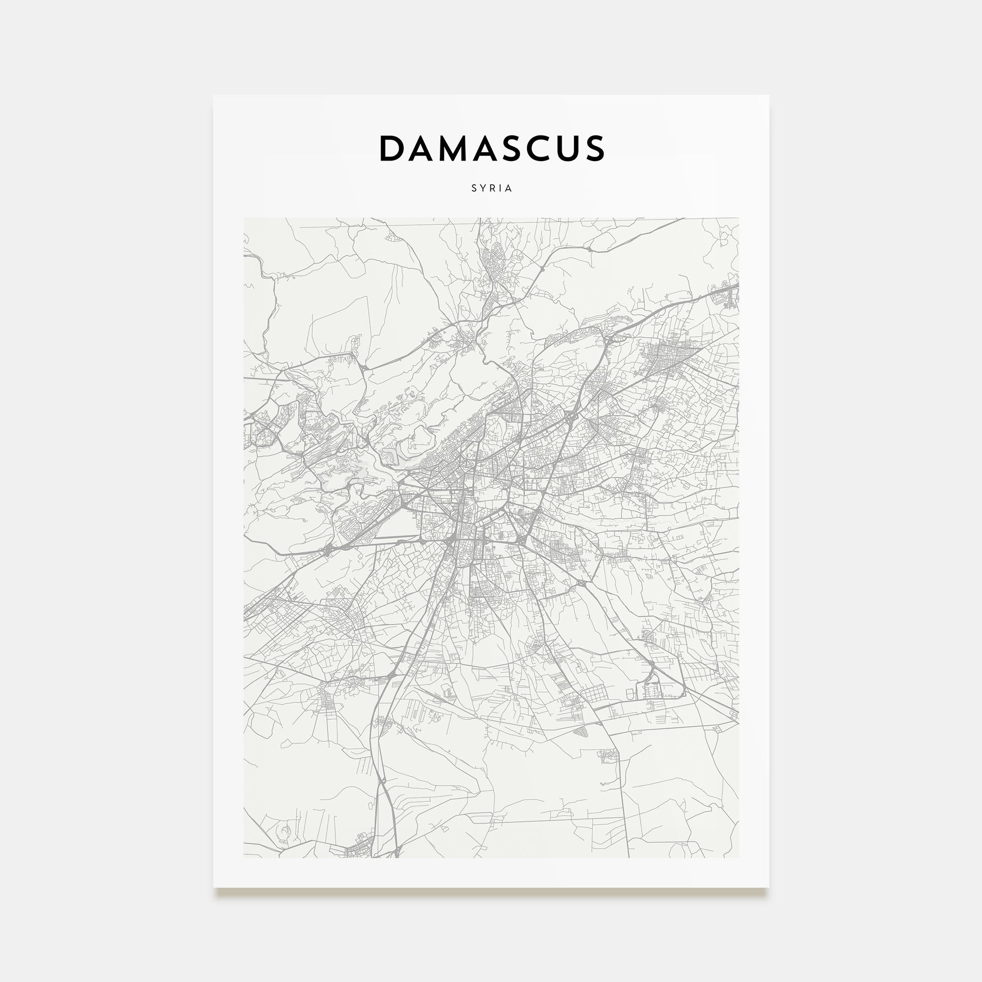 Damascus Map Portrait Poster