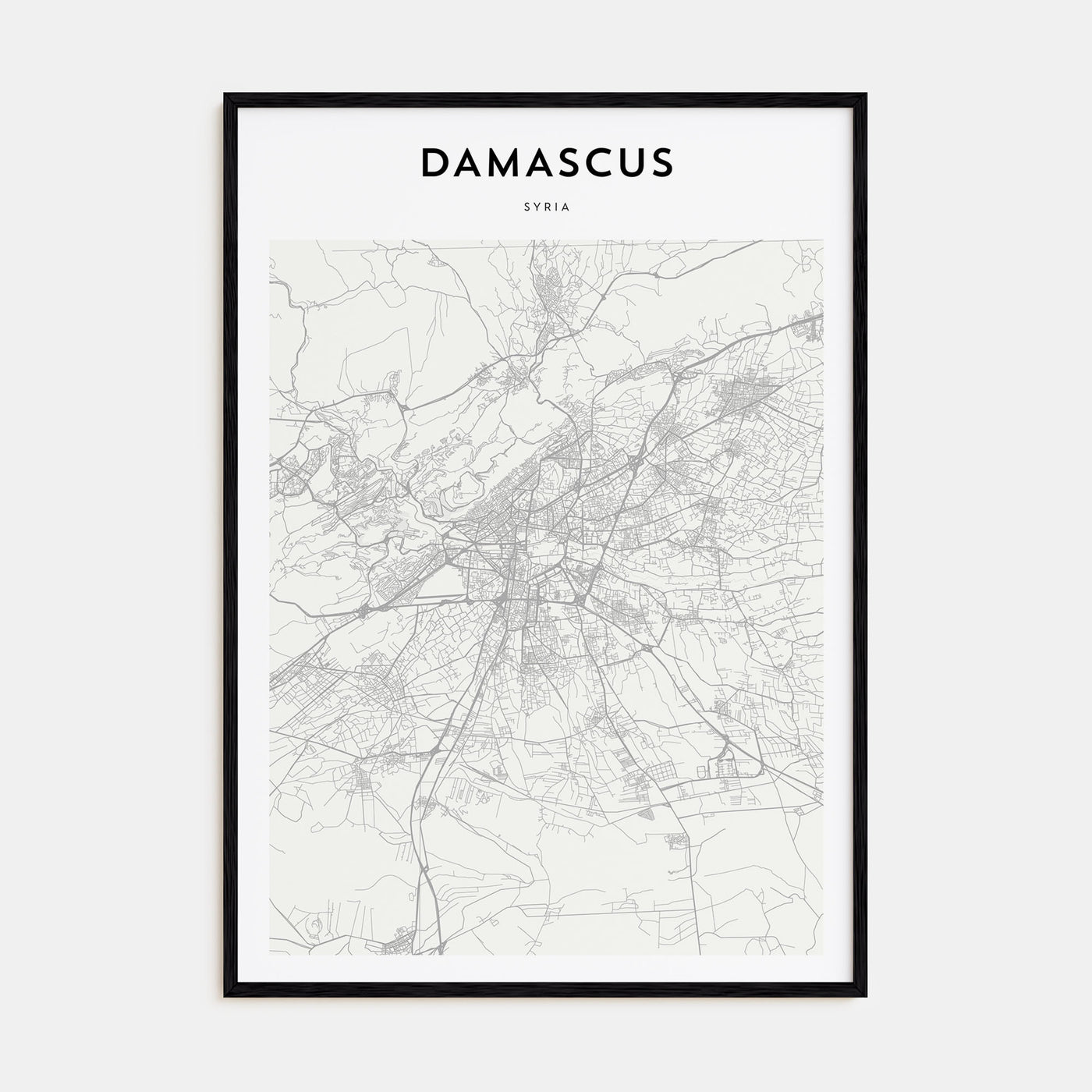 Damascus Map Portrait Poster