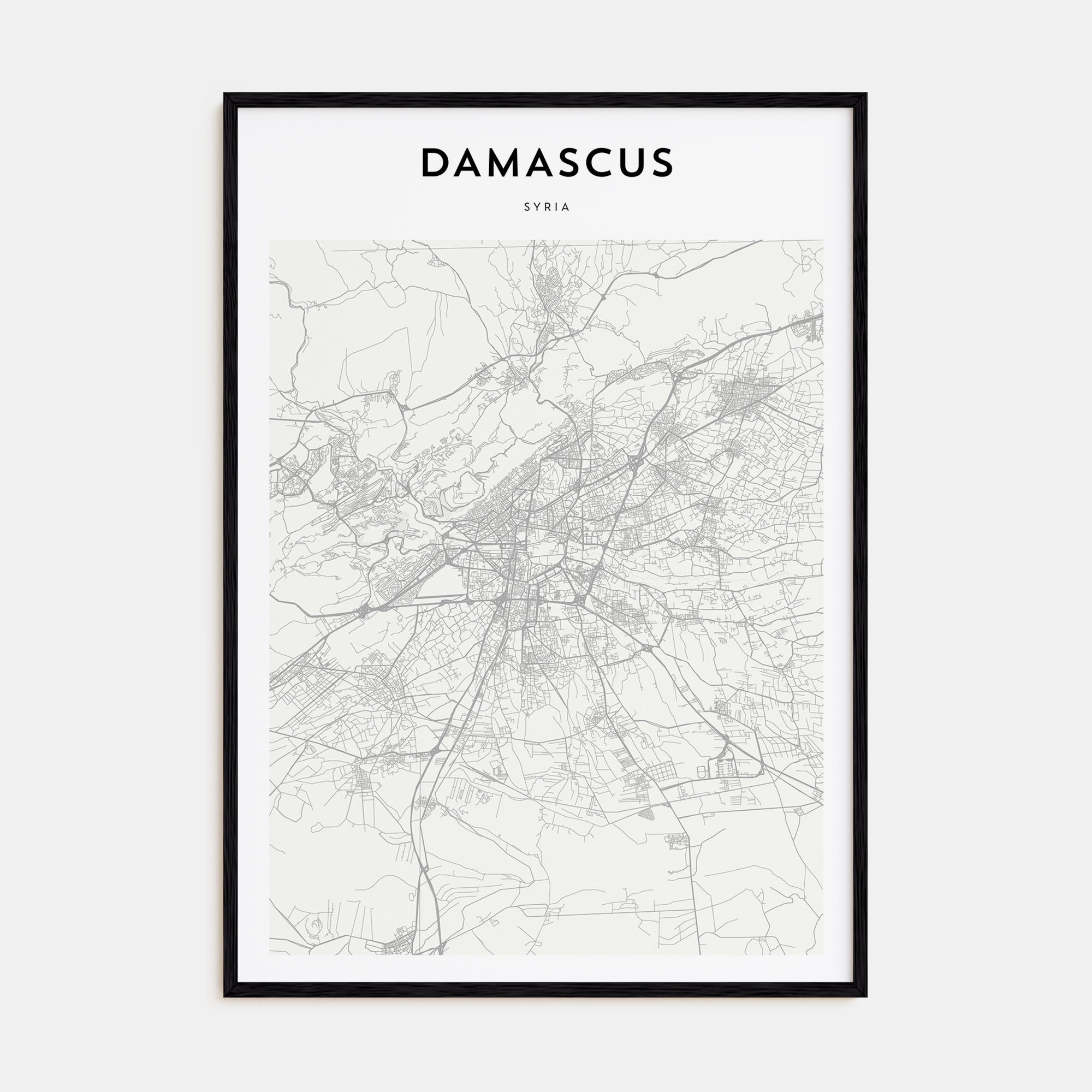 Damascus Map Portrait Poster
