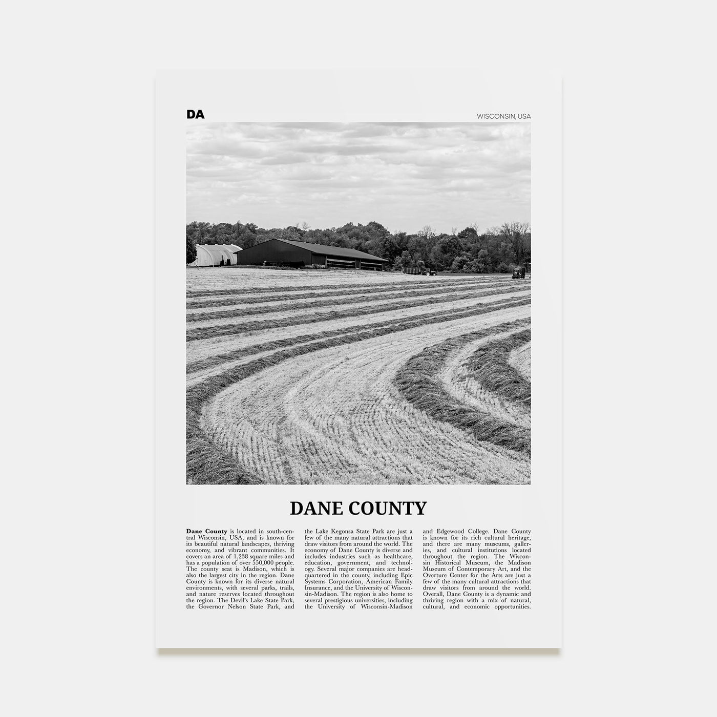 Dane County Travel B&W Poster