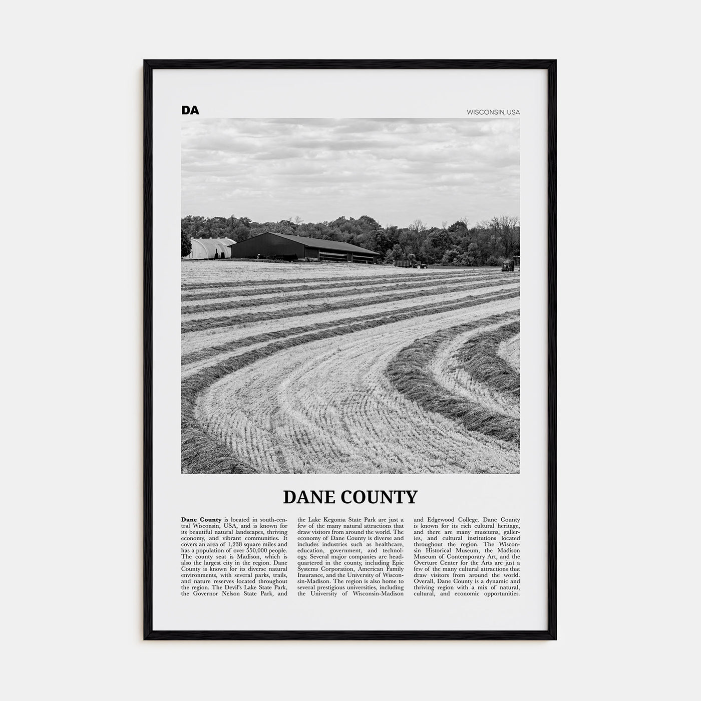 Dane County Travel B&W Poster