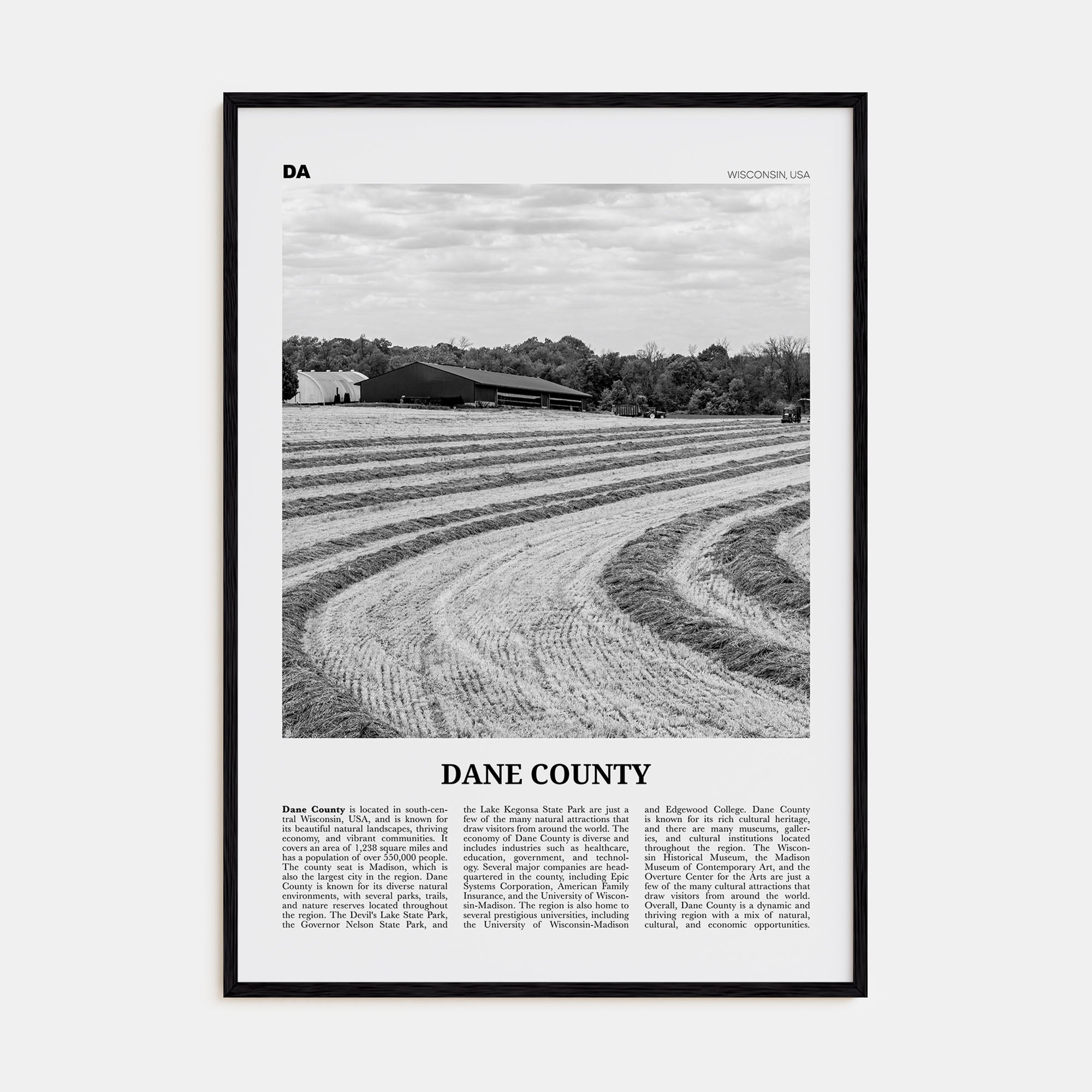Dane County Travel B&W Poster