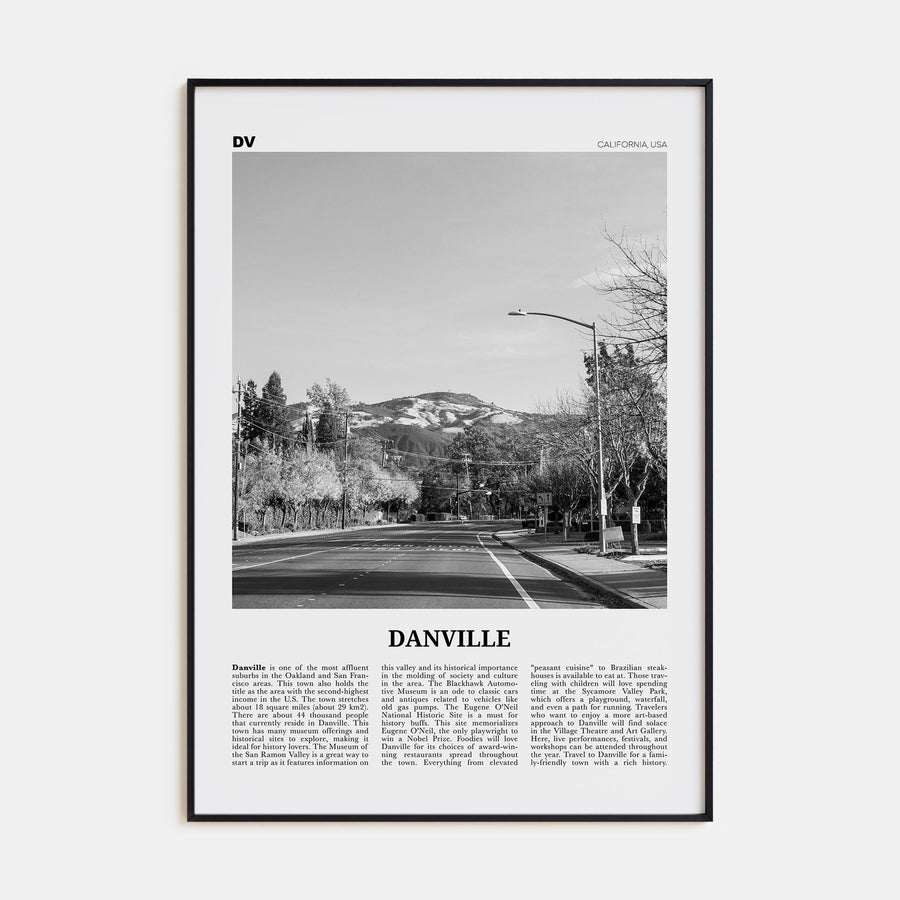 Danville, California Travel B&W Poster