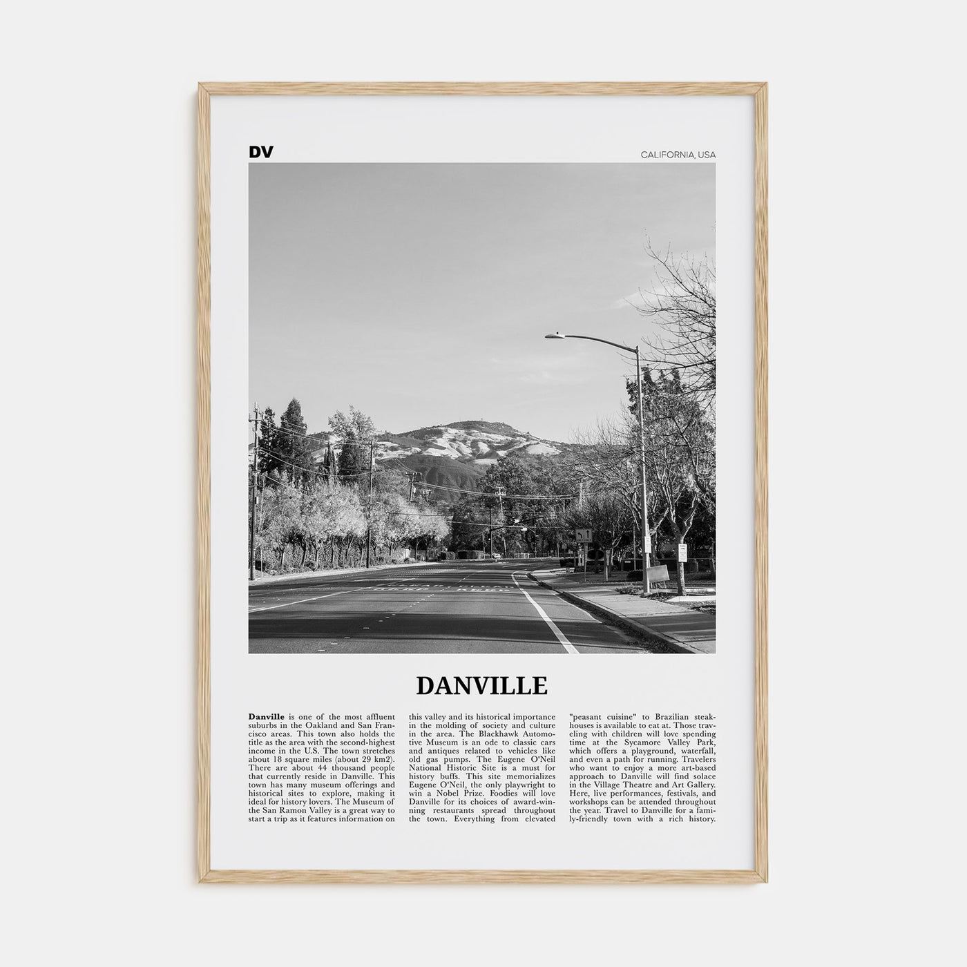 Danville, California Travel B&W Poster