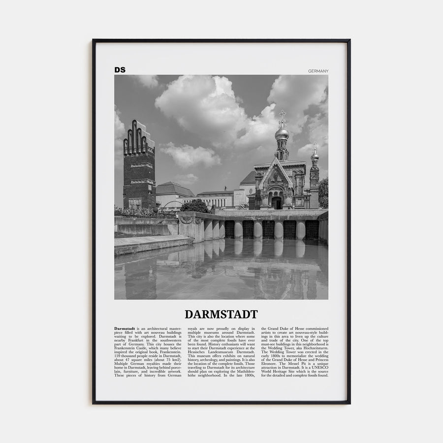 Darmstadt Travel B&W Poster