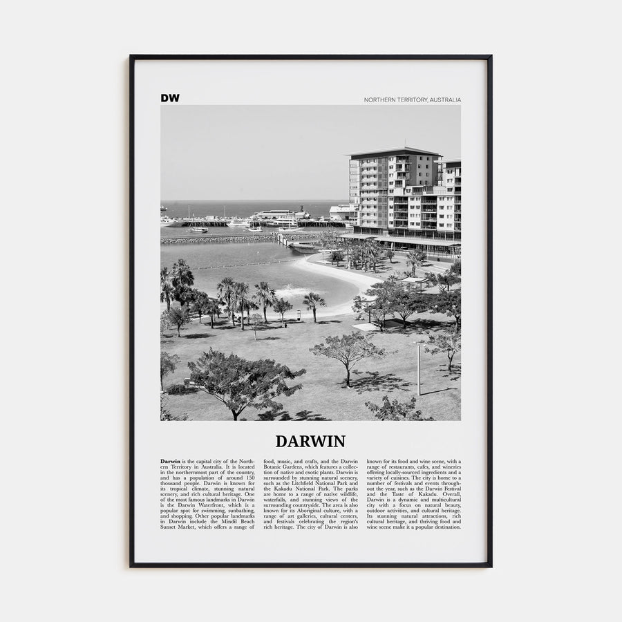 Darwin Travel B&W Poster