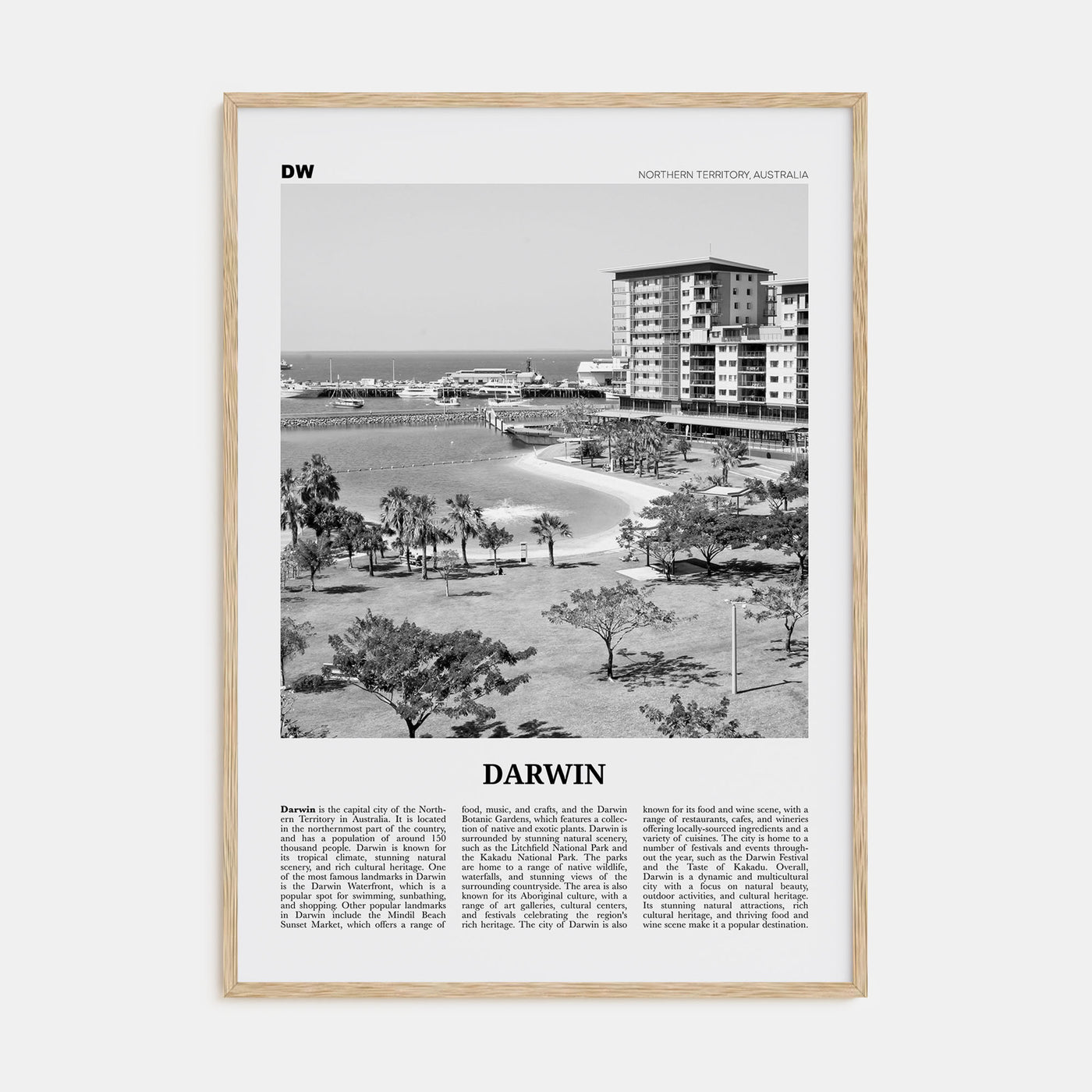 Darwin Travel B&W Poster