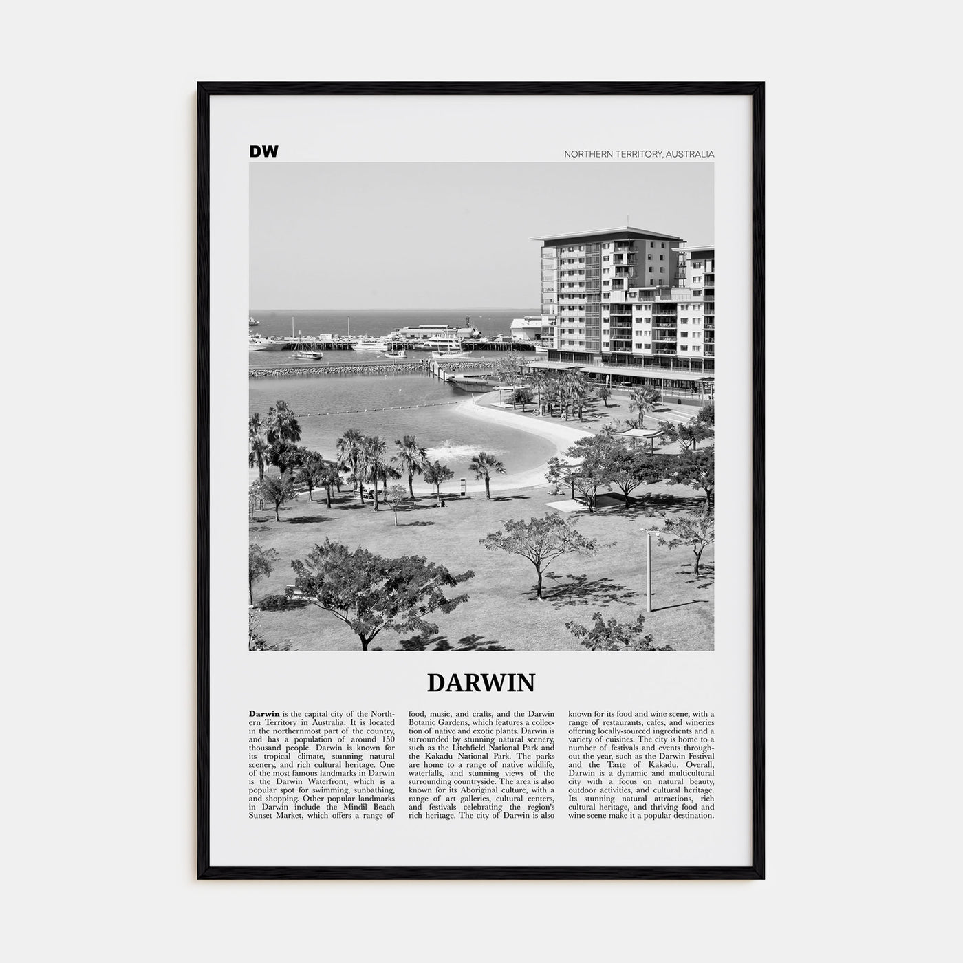 Darwin Travel B&W Poster