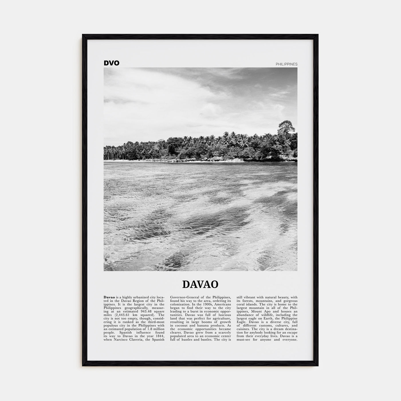 Davao Travel B&W Poster