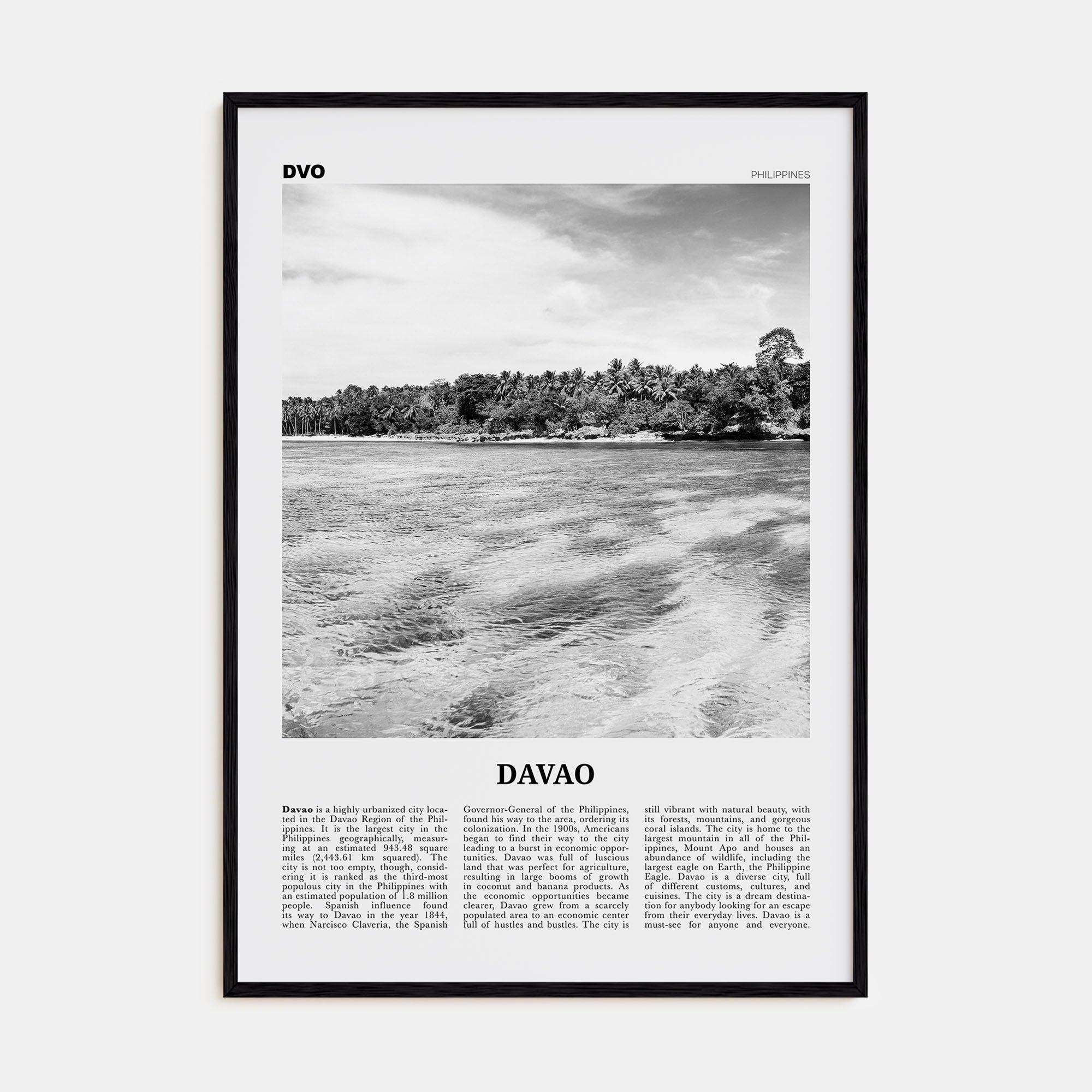Davao Travel B&W Poster