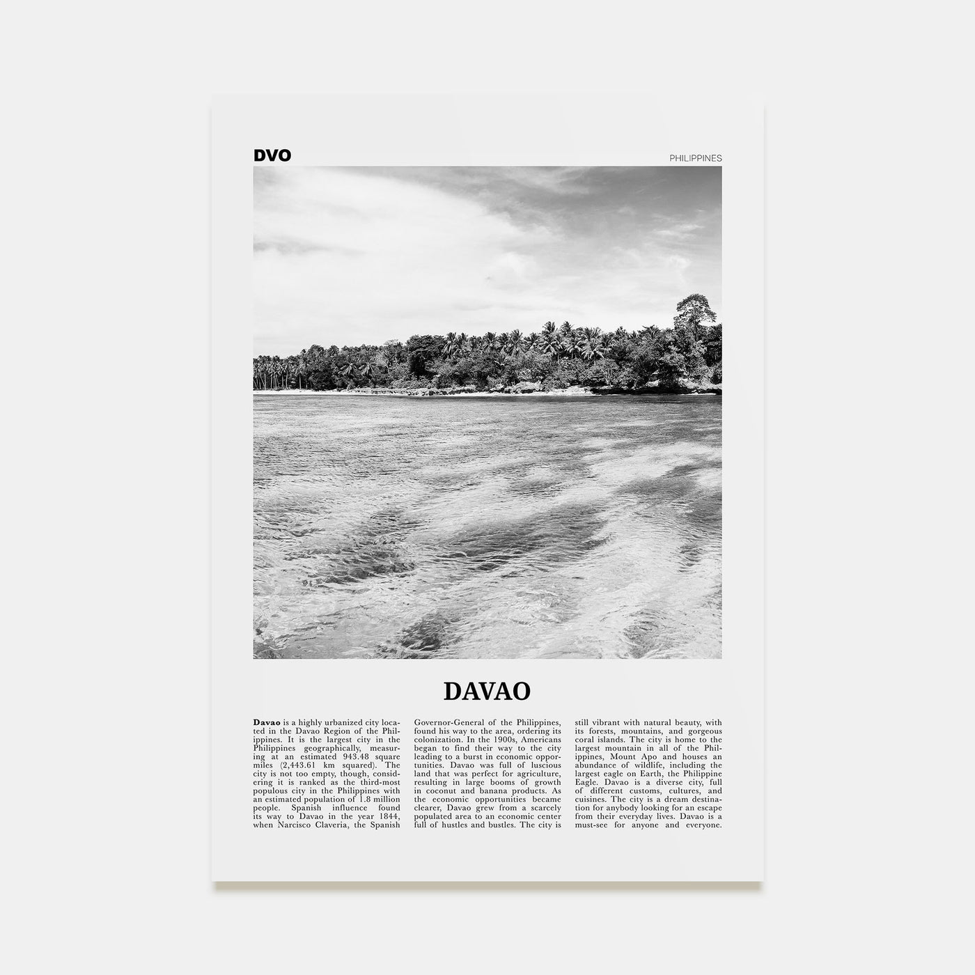 Davao Travel B&W Poster