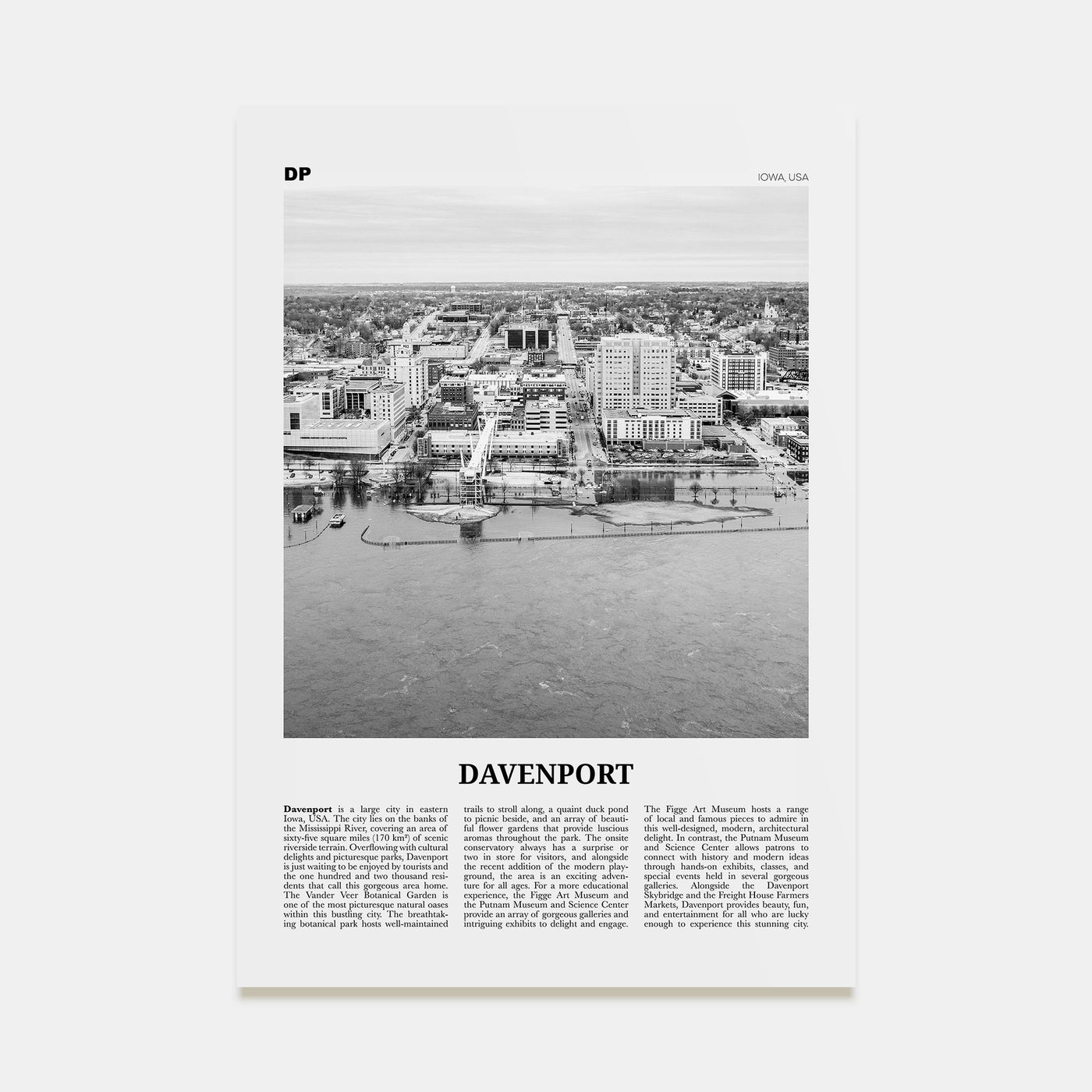 Davenport Travel B&W Poster