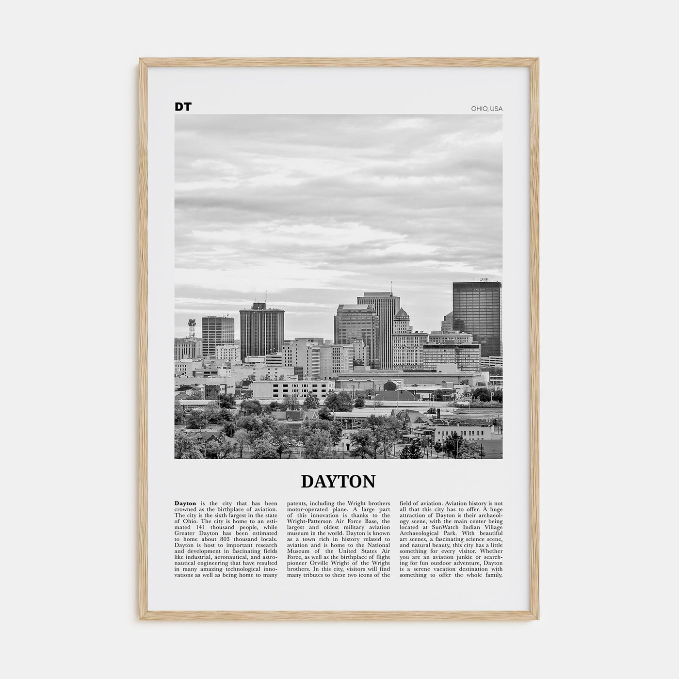 Dayton Travel B&W Poster