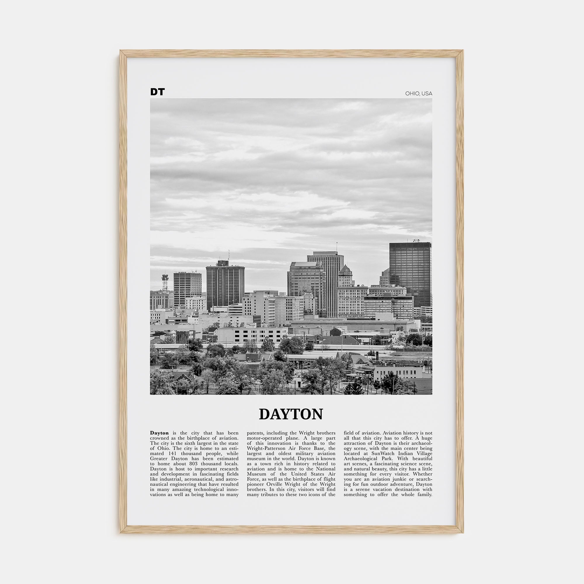 Dayton Travel B&W Poster