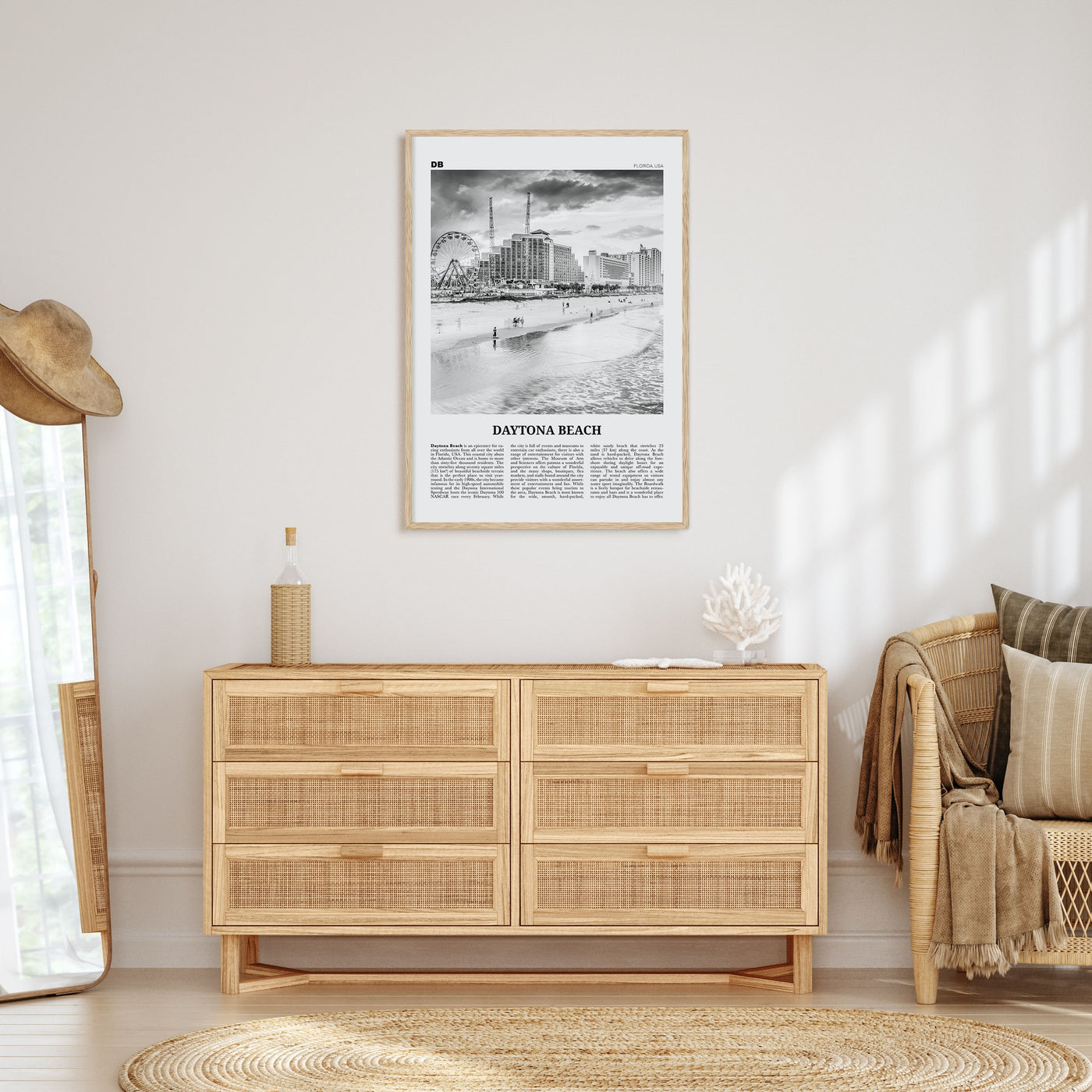 Daytona Beach Travel B&W Poster