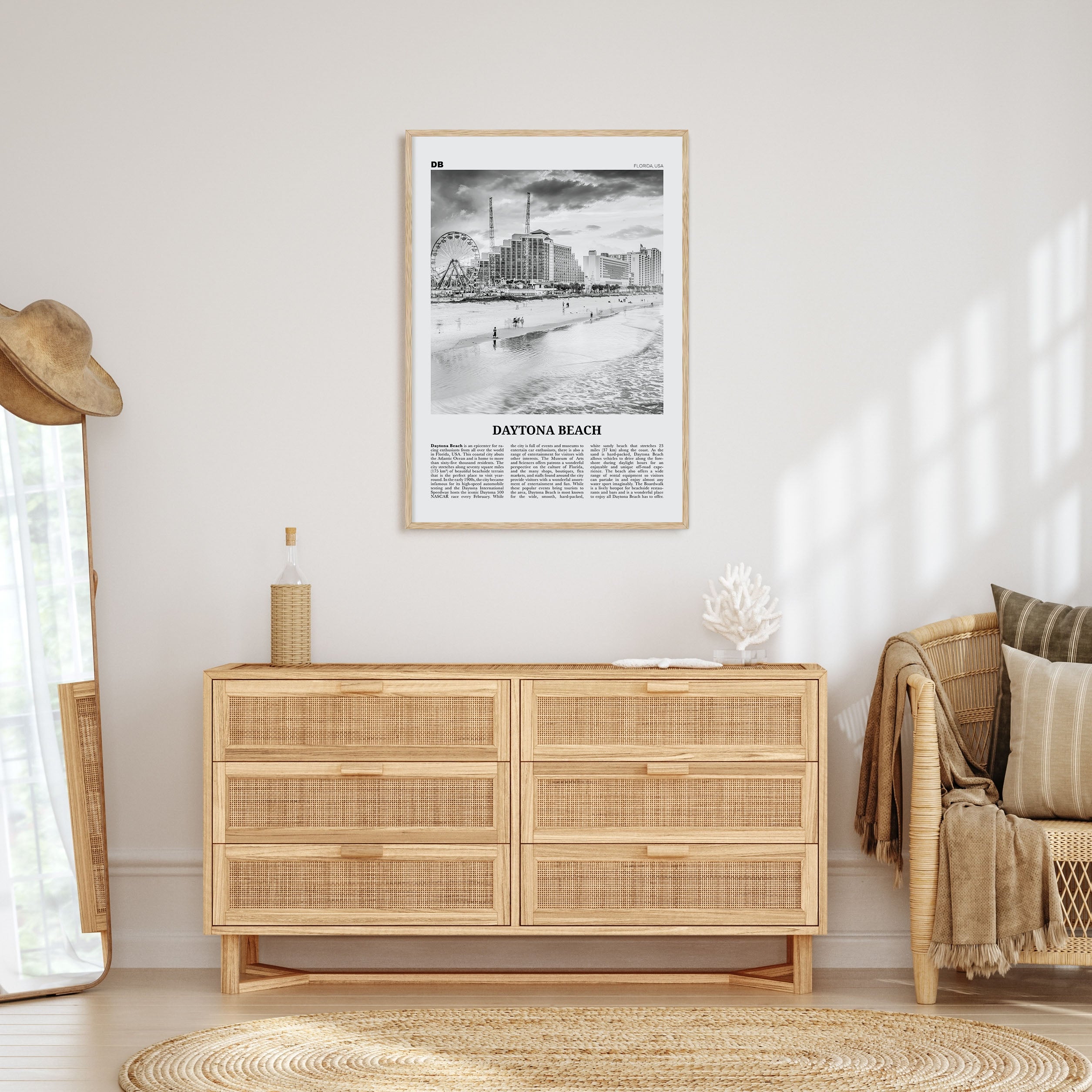 Daytona Beach Travel B&W Poster