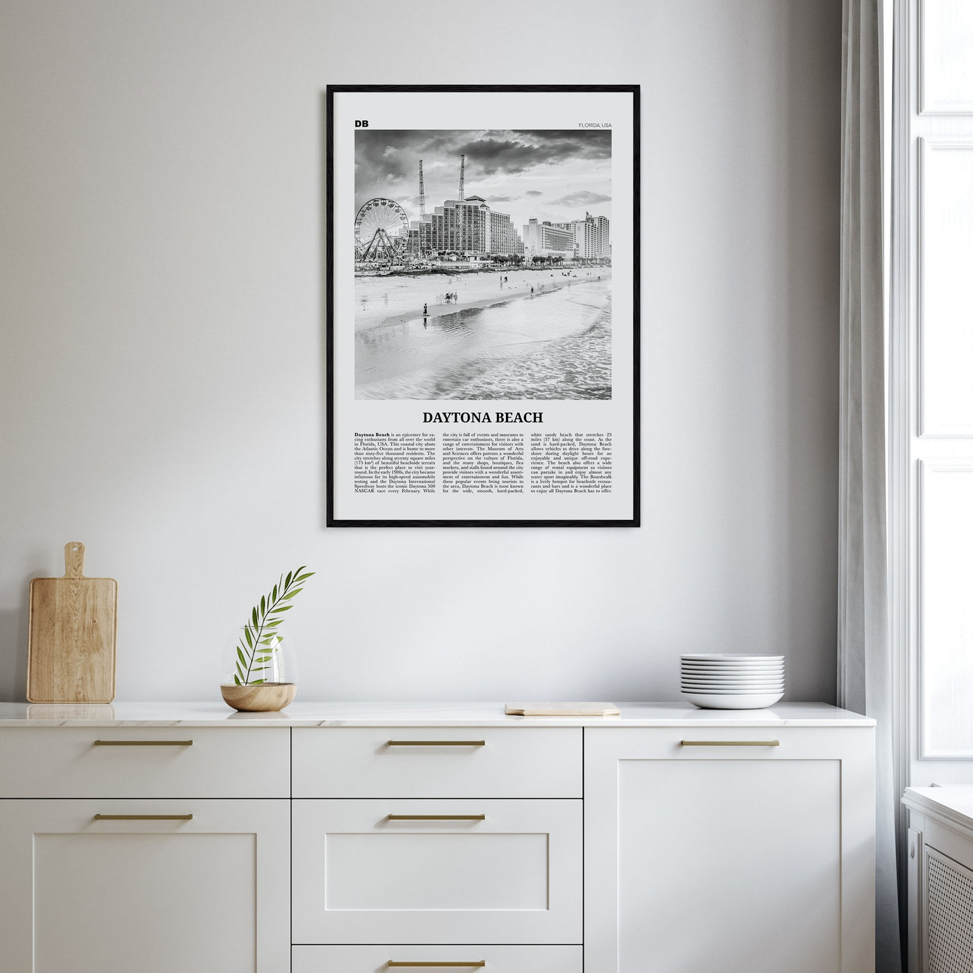 Daytona Beach Travel B&W Poster