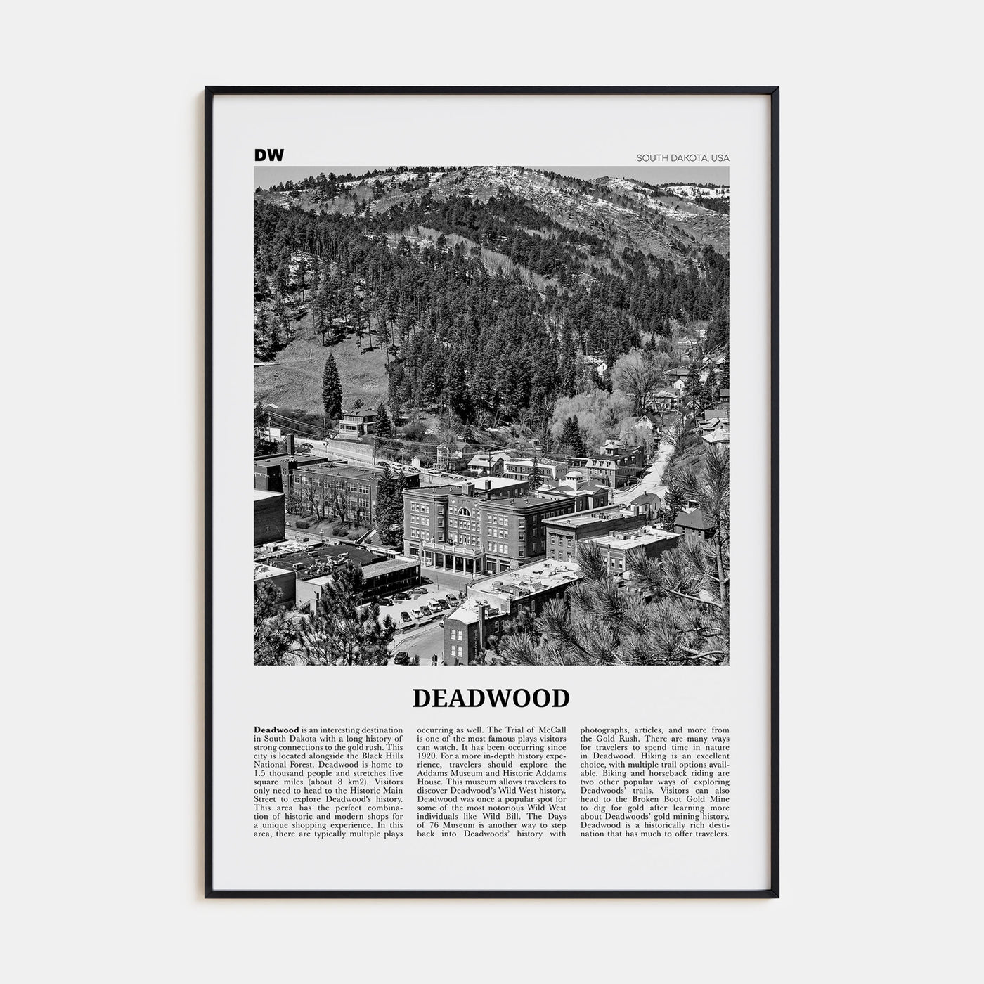 Deadwood Travel B&W Poster