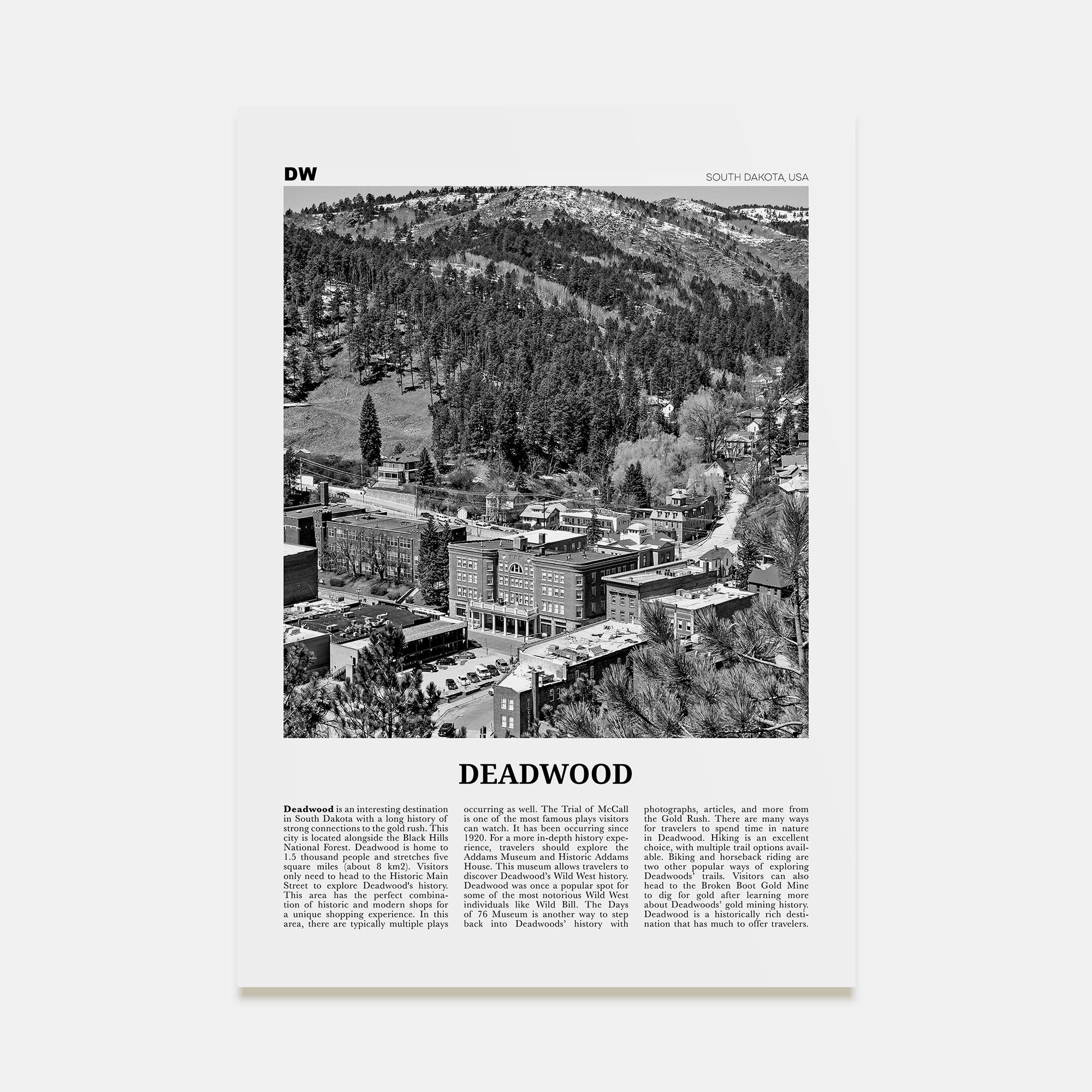 Deadwood Travel B&W Poster