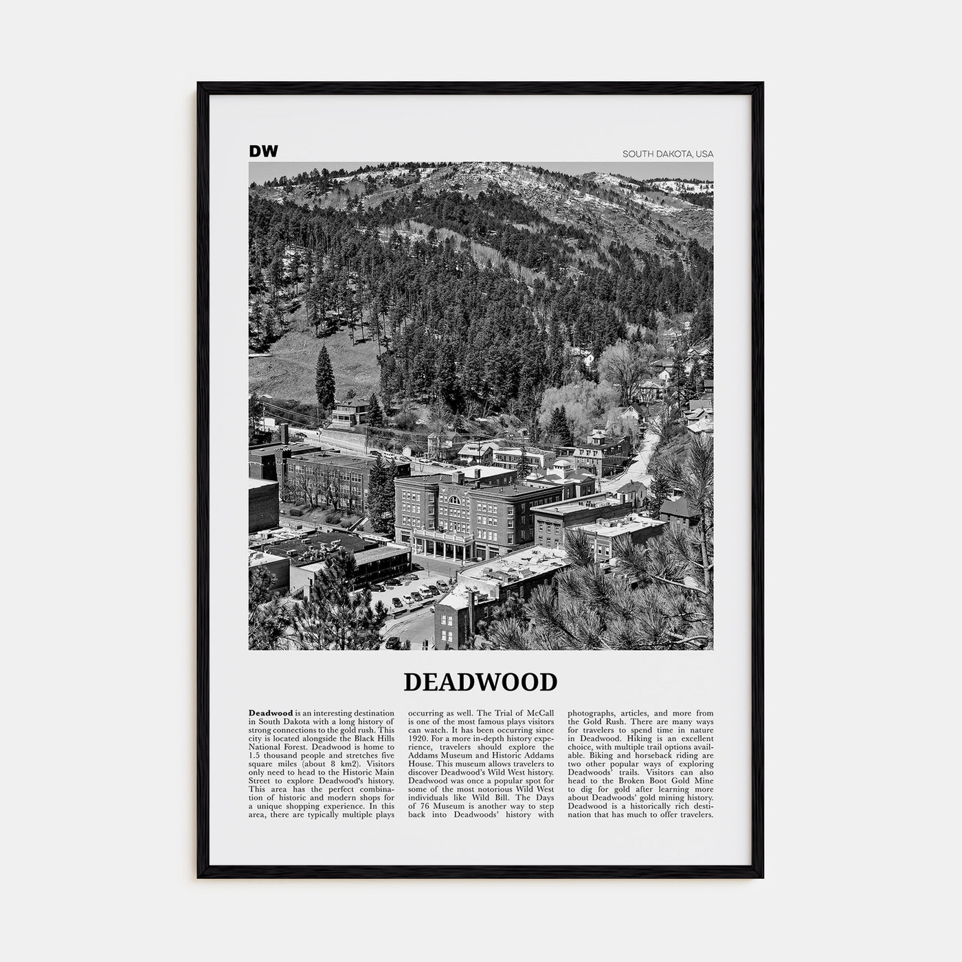 Deadwood Travel B&W Poster