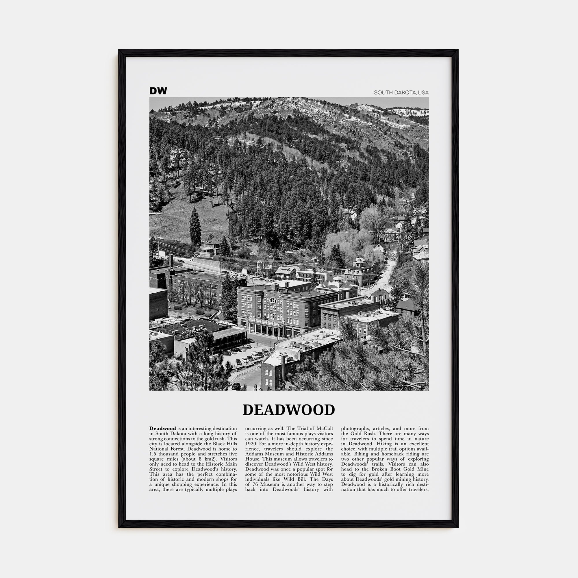 Deadwood Travel B&W Poster