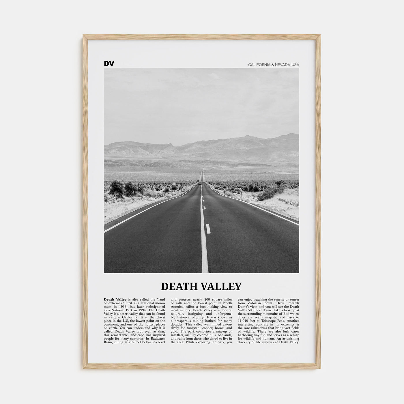 Death Valley Travel B&W No 2 Poster