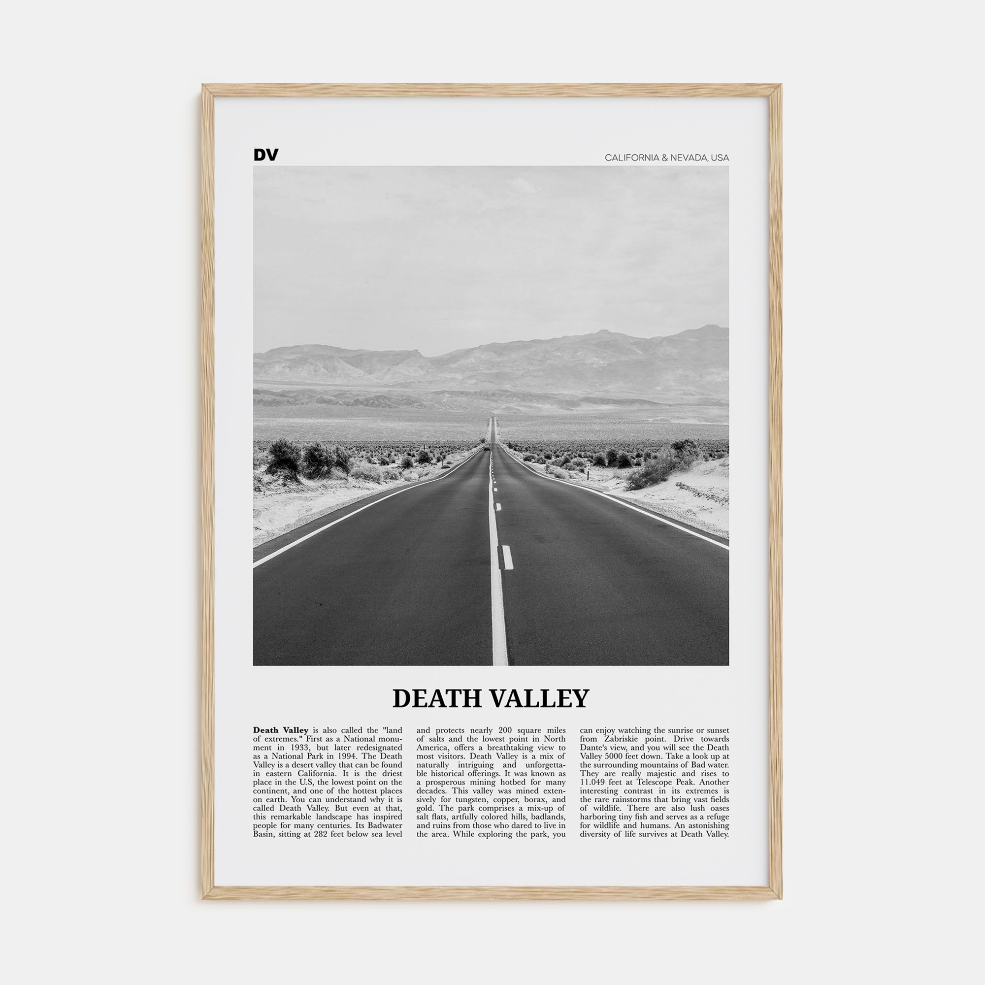 Death Valley Travel B&W No 2 Poster