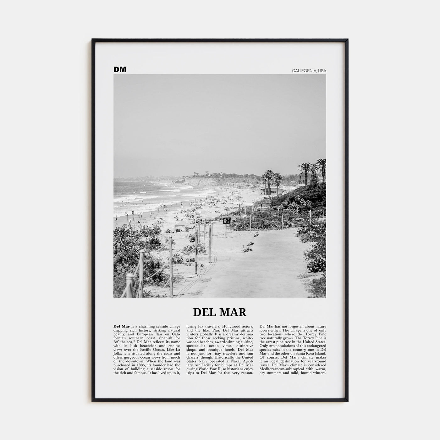 Del Mar Travel B&W No 1 Poster