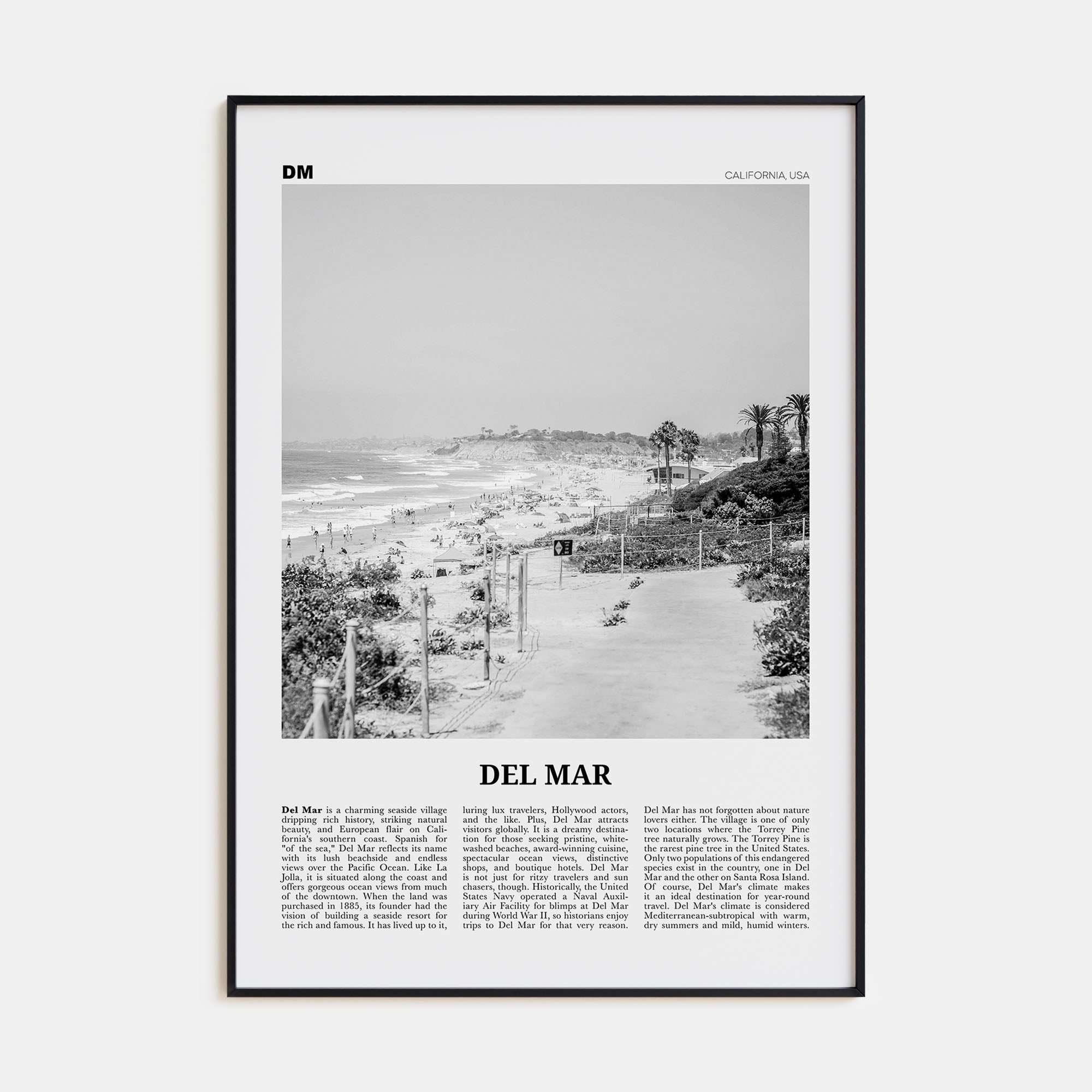 Del Mar Travel B&W No 1 Poster
