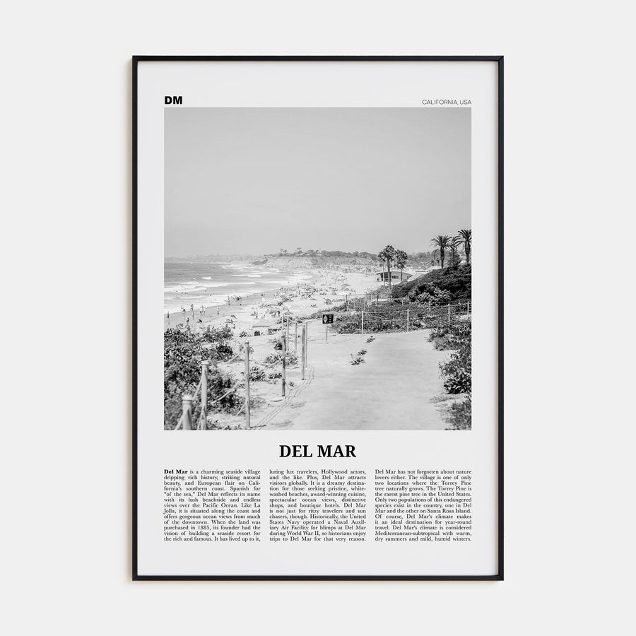 Del Mar Travel B&W No 1 Poster