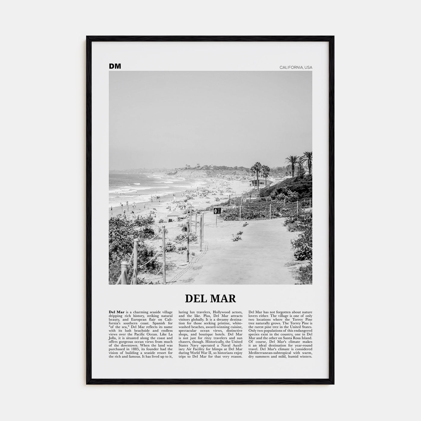 Del Mar Travel B&W No 1 Poster