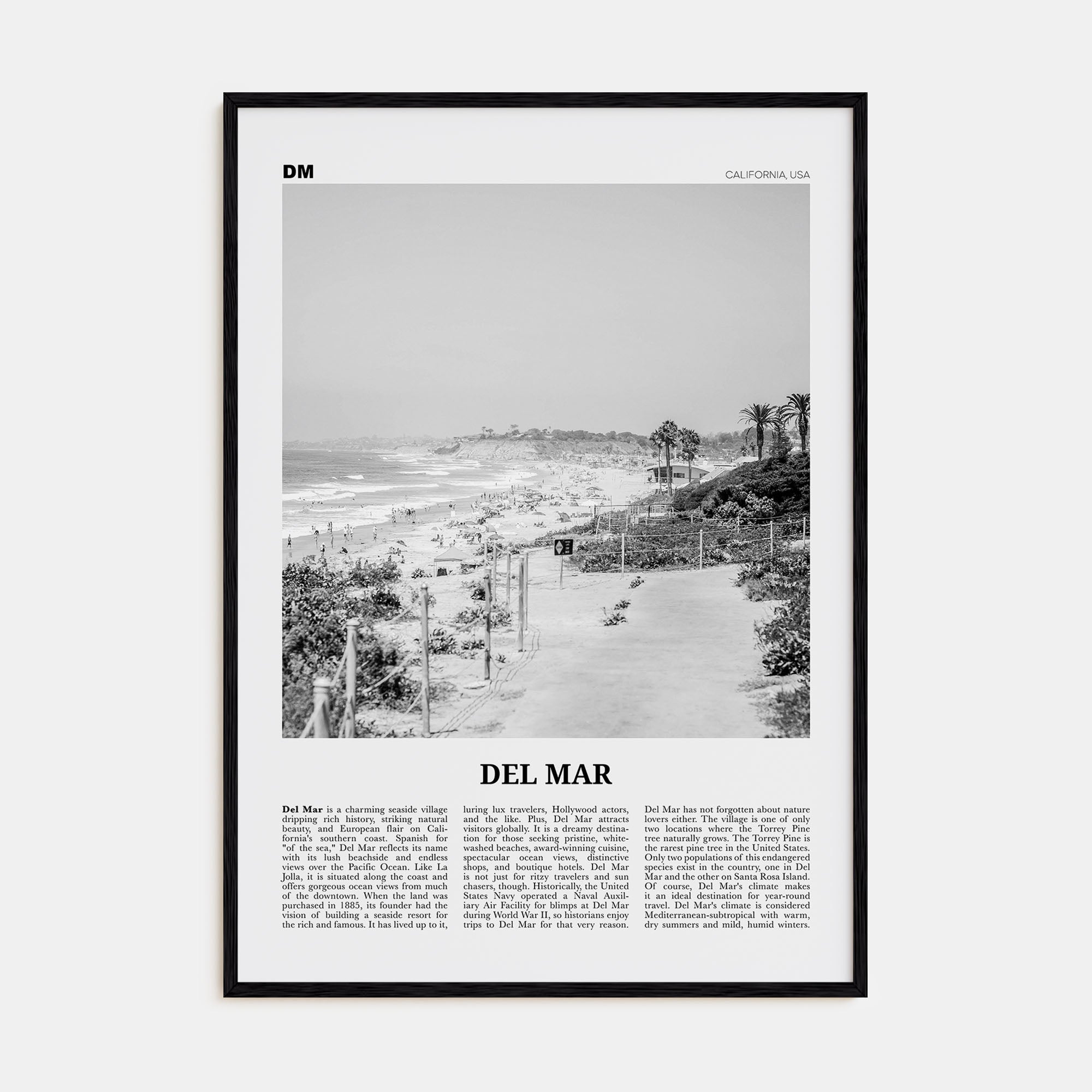 Del Mar Travel B&W No 1 Poster