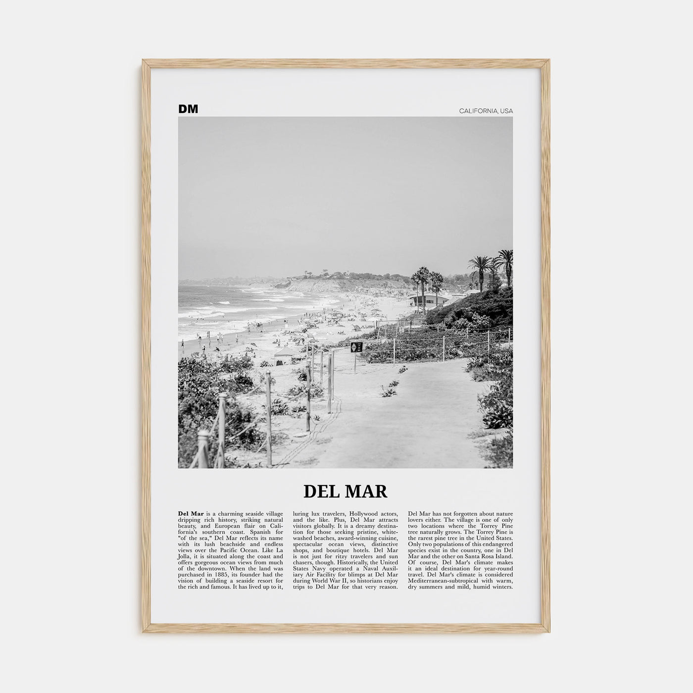 Del Mar Travel B&W No 1 Poster
