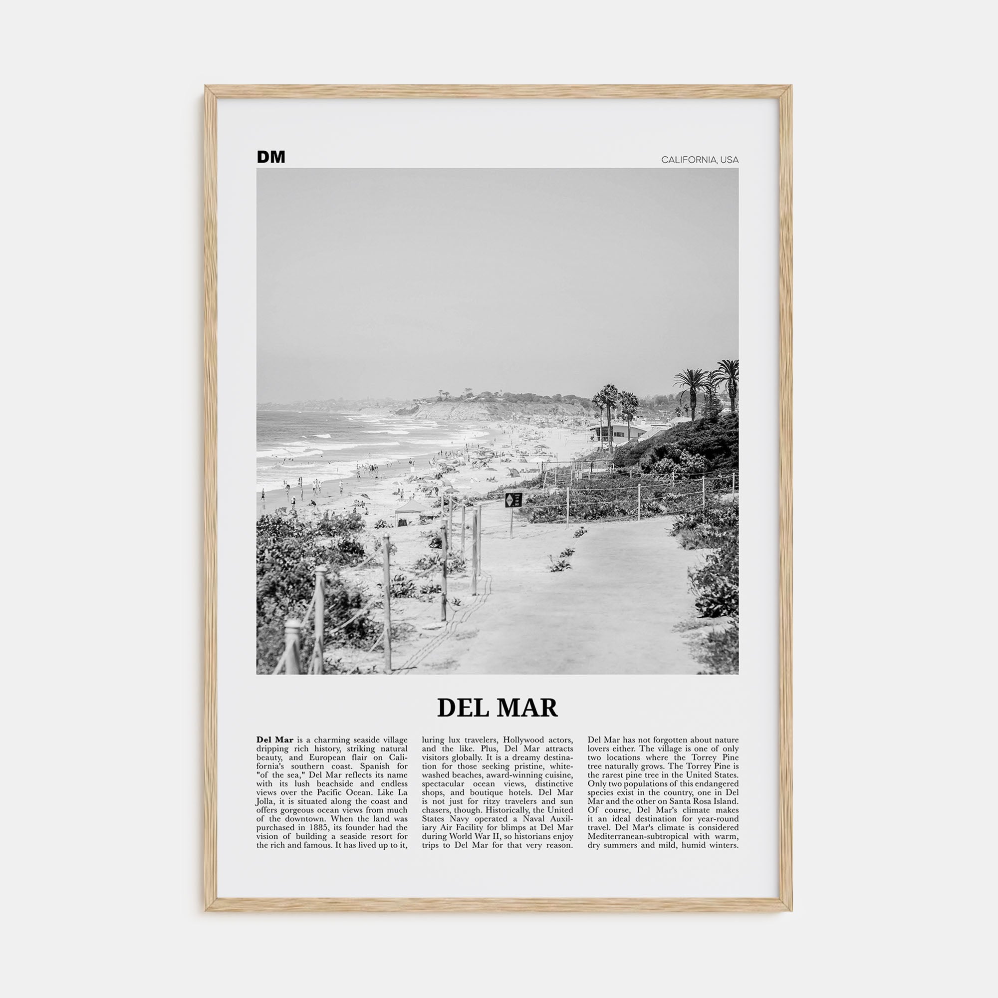 Del Mar Travel B&W No 1 Poster