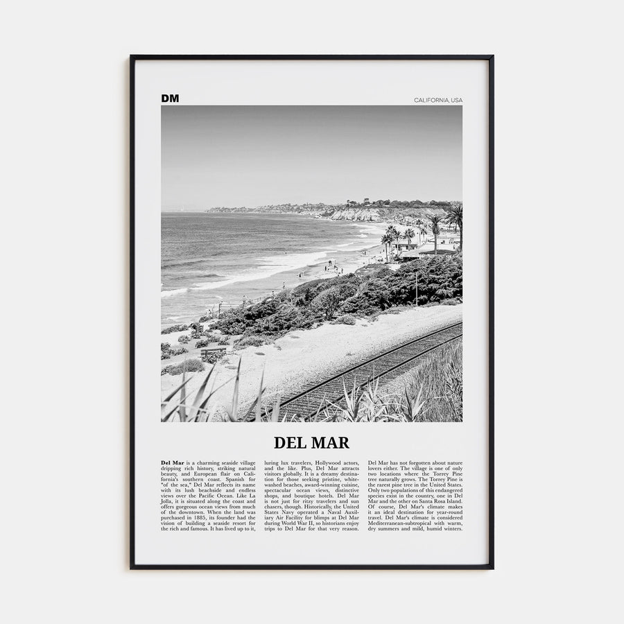 Del Mar Travel B&W No 2 Poster