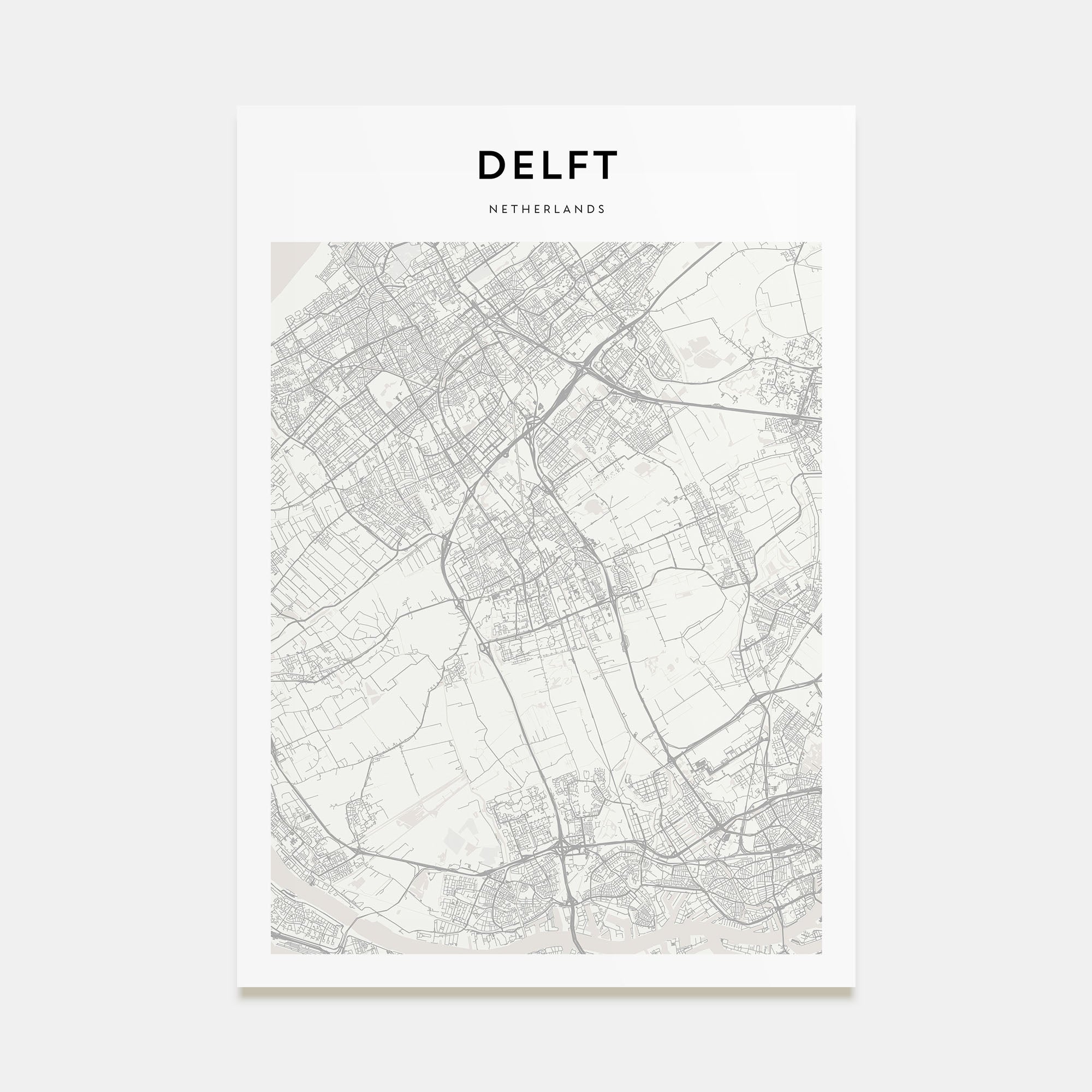 Delft Map Portrait Poster