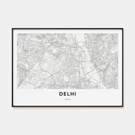 Delhi Map Landscape Poster