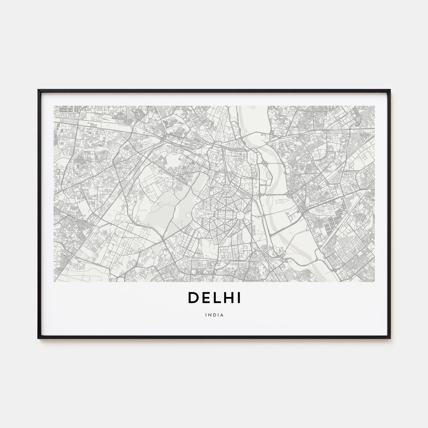 Delhi Map Landscape Poster